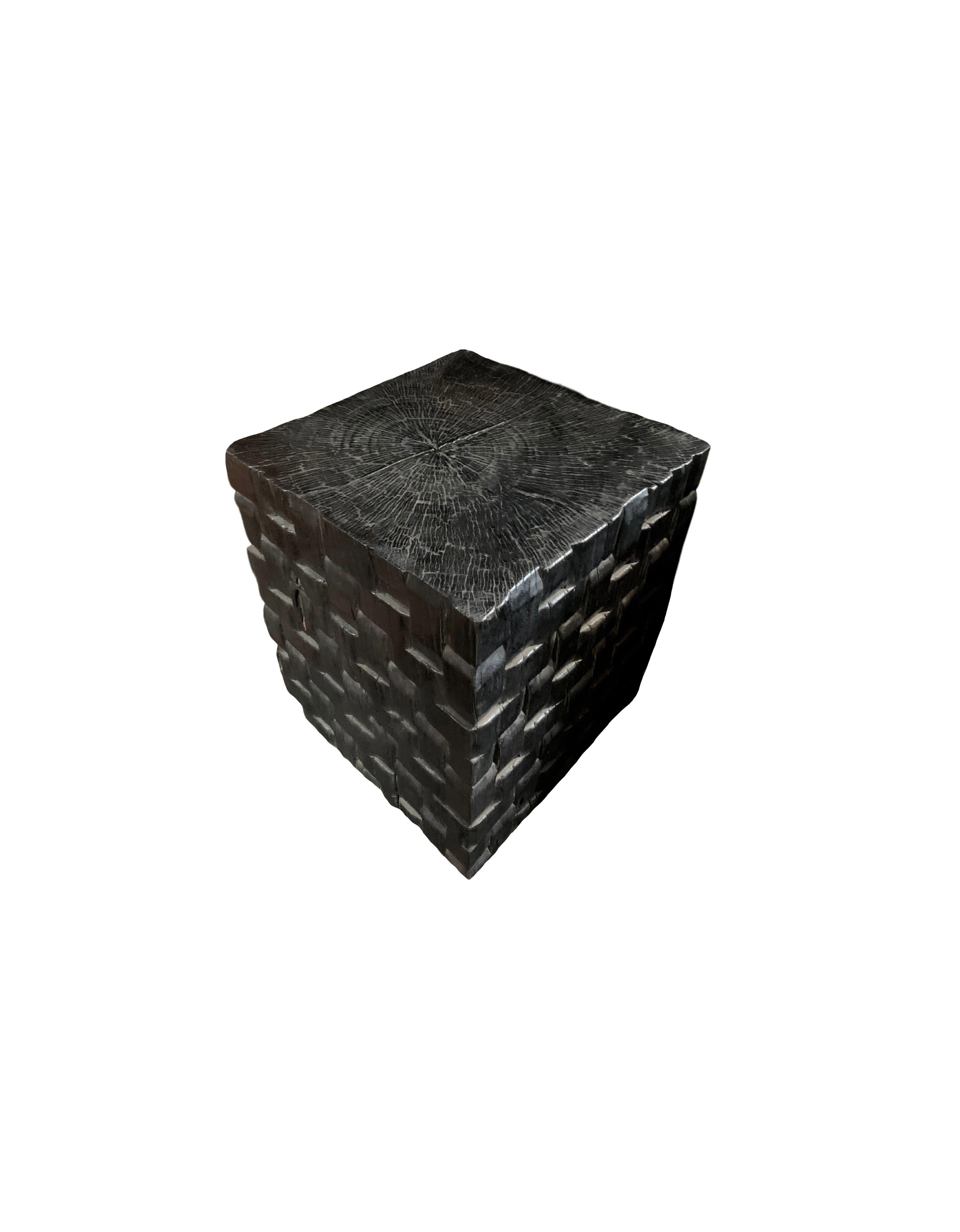 Organic Modern Sculptural Side Table Crafted from Mango Wood For Sale