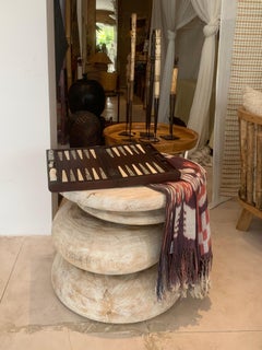 Sculptural Side Table Crafted from Mango Wood, Bleach Finish