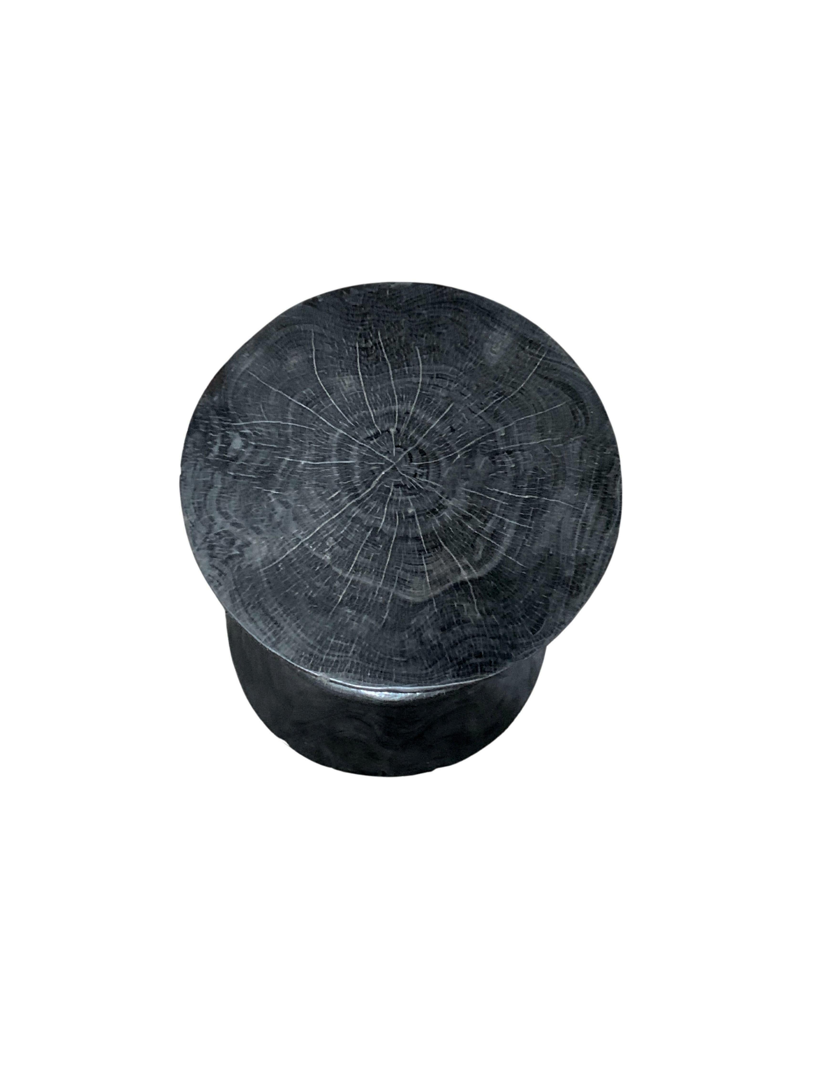 Indonesian Sculptural Side Table Crafted from Mango Wood & Burnt Finish For Sale