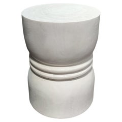 Sculptural Side Table Crafted from Mango Wood, White Finish