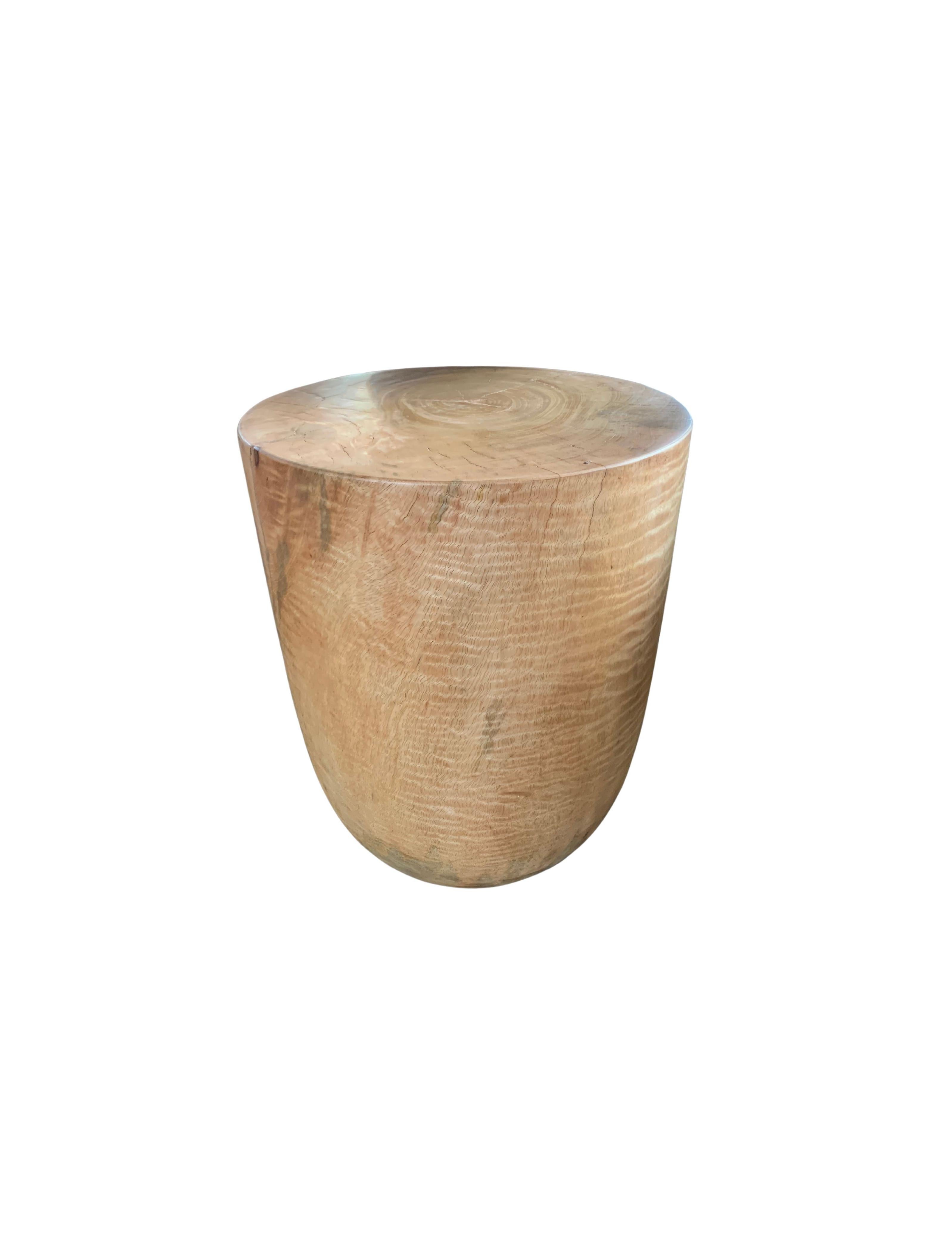 Organic Modern Sculptural Side Table Crafted from Solid Mango Wood For Sale