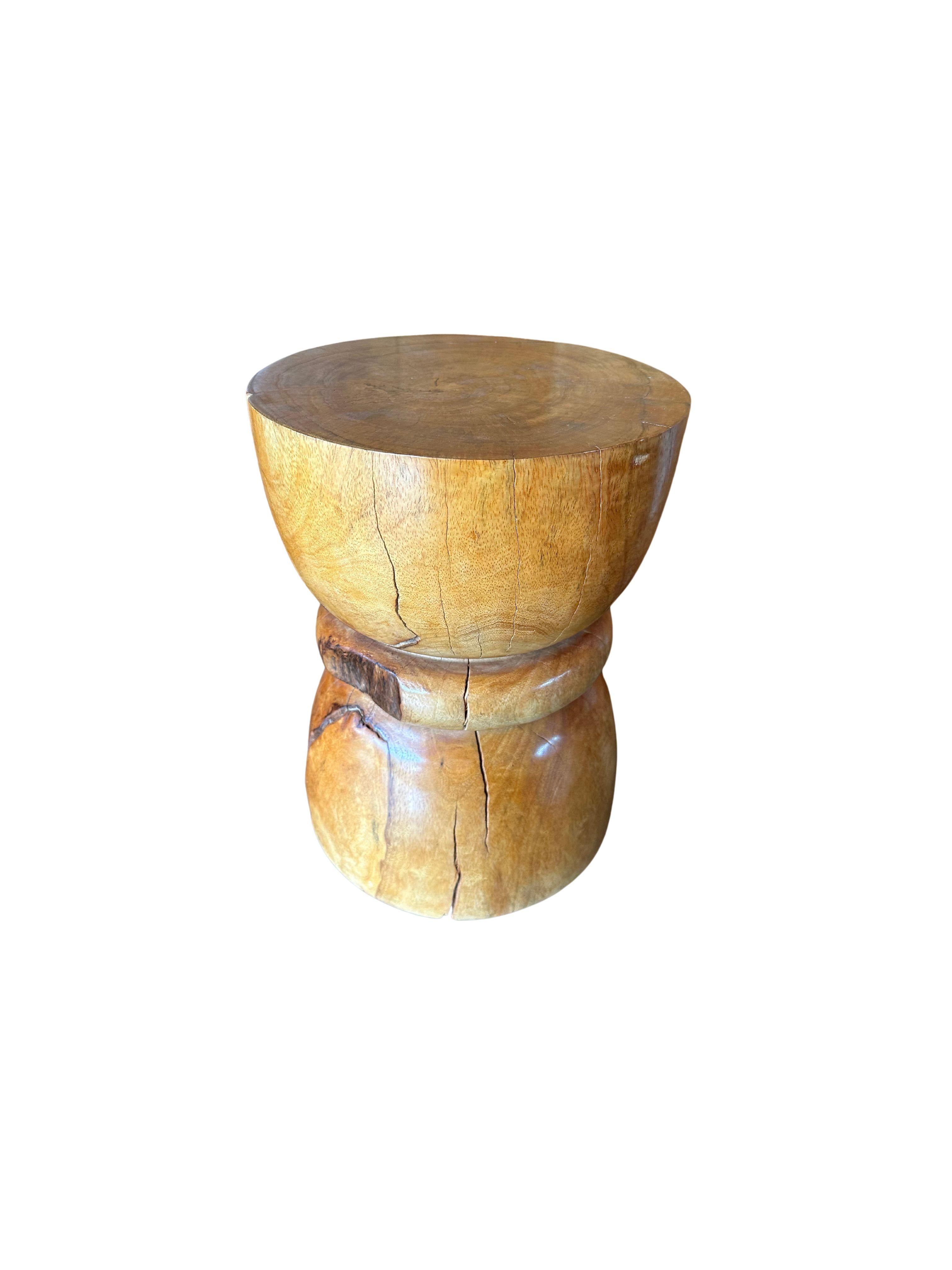 Indonesian Sculptural Side Table Crafted from Solid Mango Wood For Sale