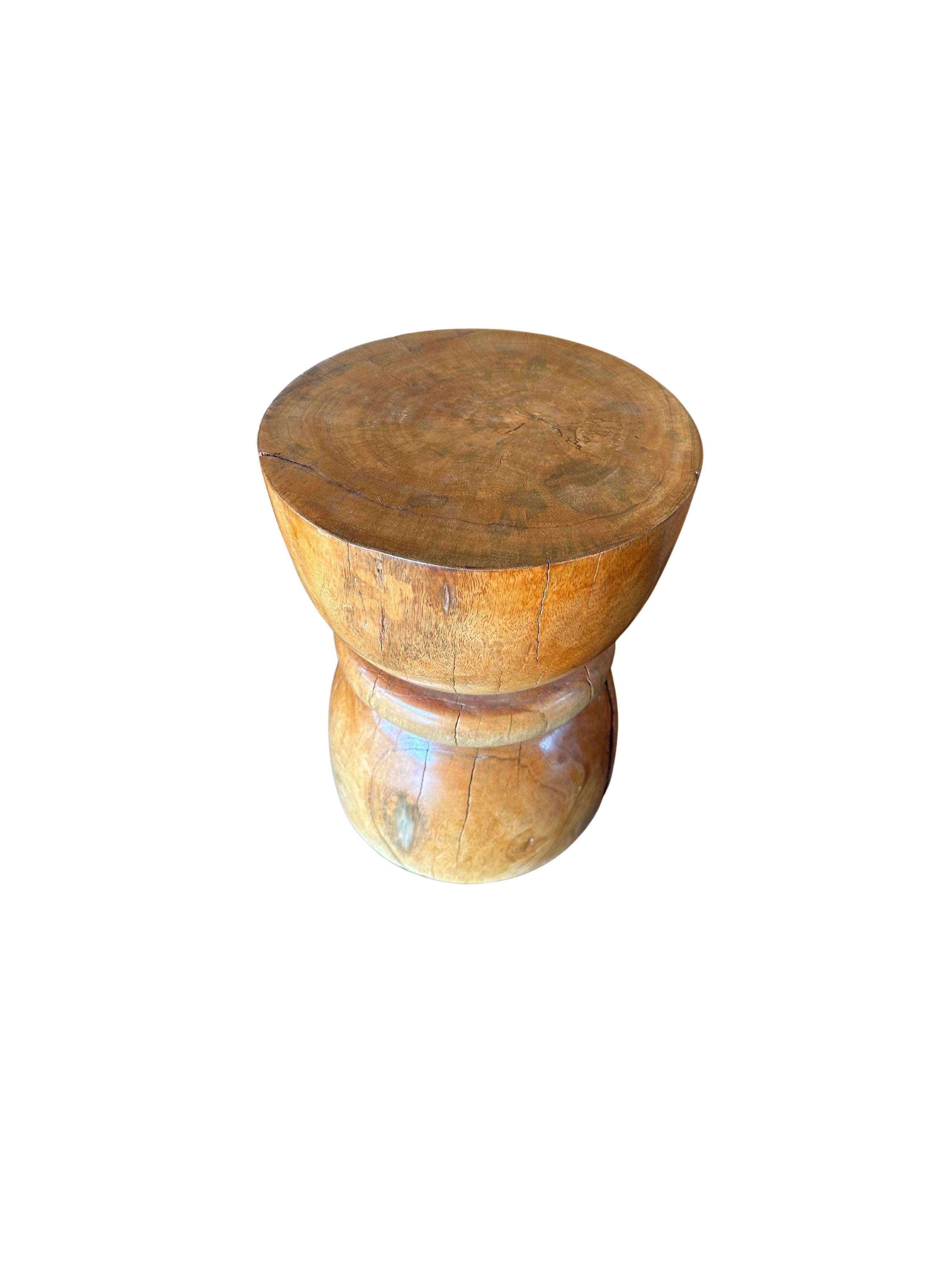 Hand-Crafted Sculptural Side Table Crafted from Solid Mango Wood For Sale