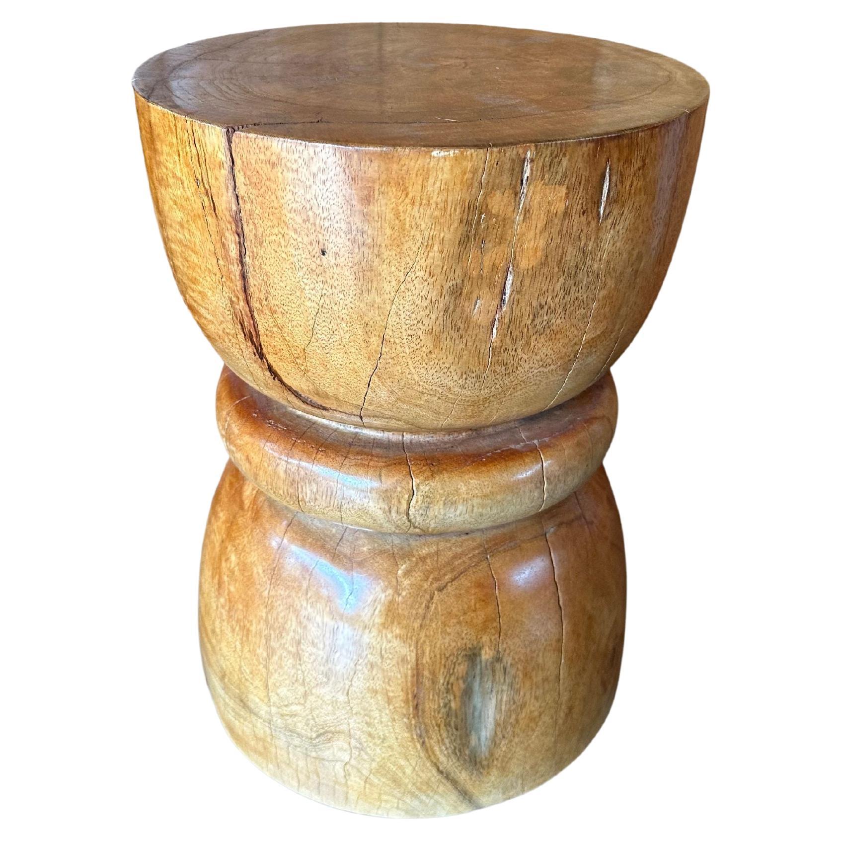 Sculptural Side Table Crafted from Solid Mango Wood For Sale