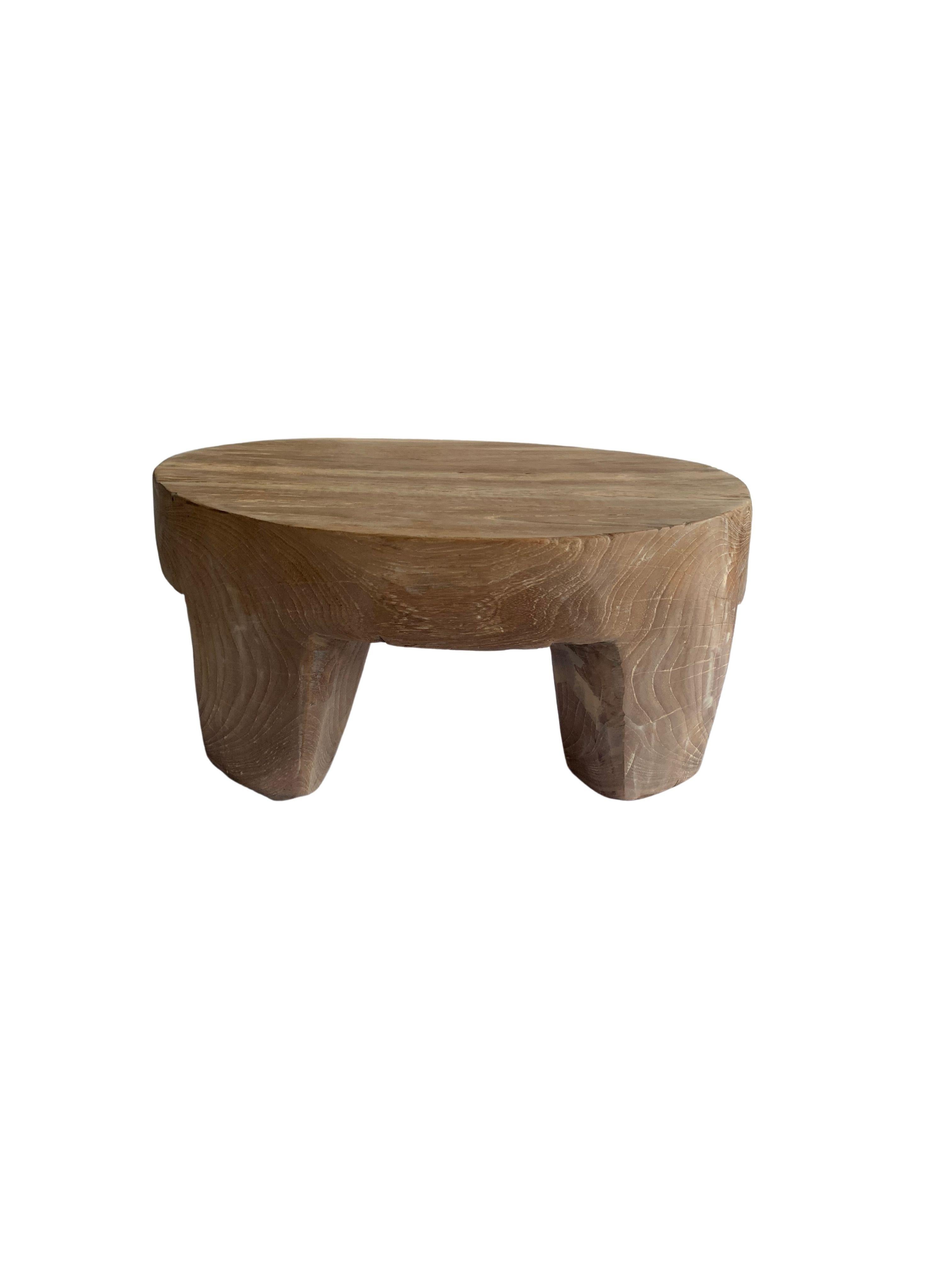 Organic Modern Sculptural Side Table Crafted from Solid Teak Wood  For Sale