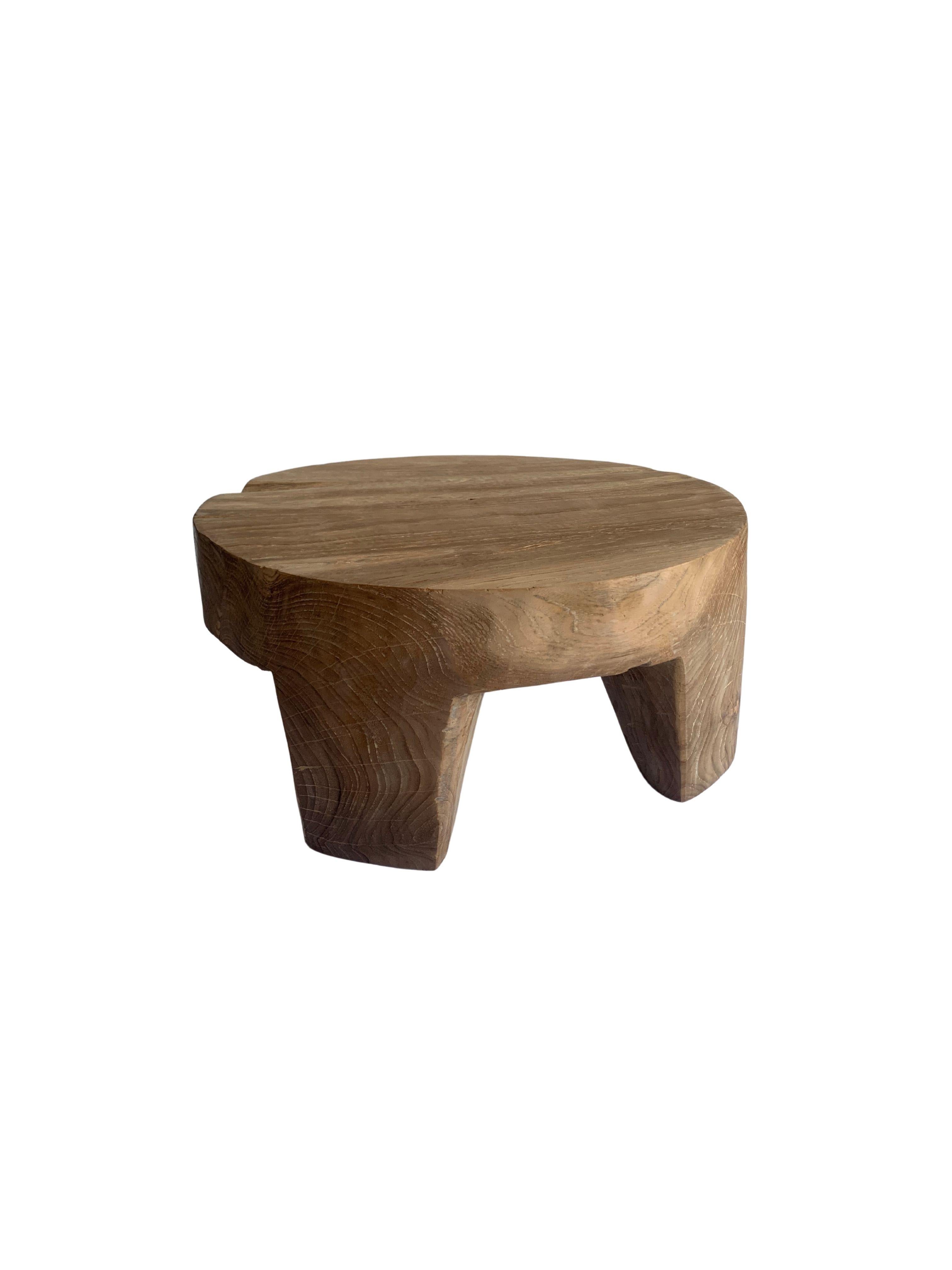 Hand-Crafted Sculptural Side Table Crafted from Solid Teak Wood  For Sale