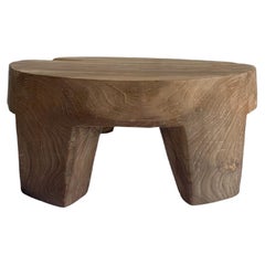 Sculptural Side Table Crafted from Solid Teak Wood 