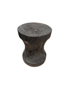 Table d'appoint sculpturale en teck, moderne, organique et brûlé