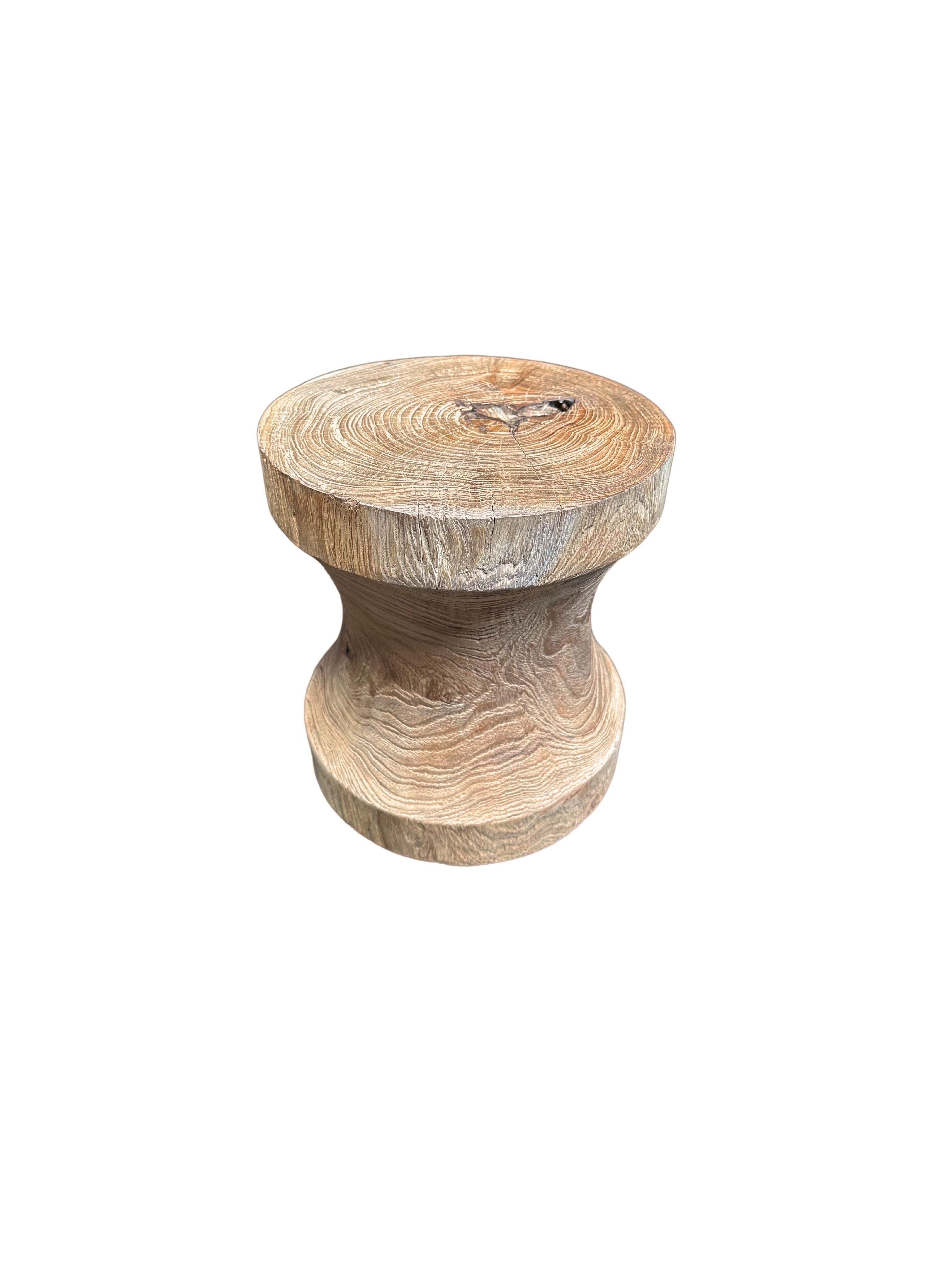 Organic Modern Sculptural Side Table Crafted from Teak Wood, With Stunning Textures For Sale