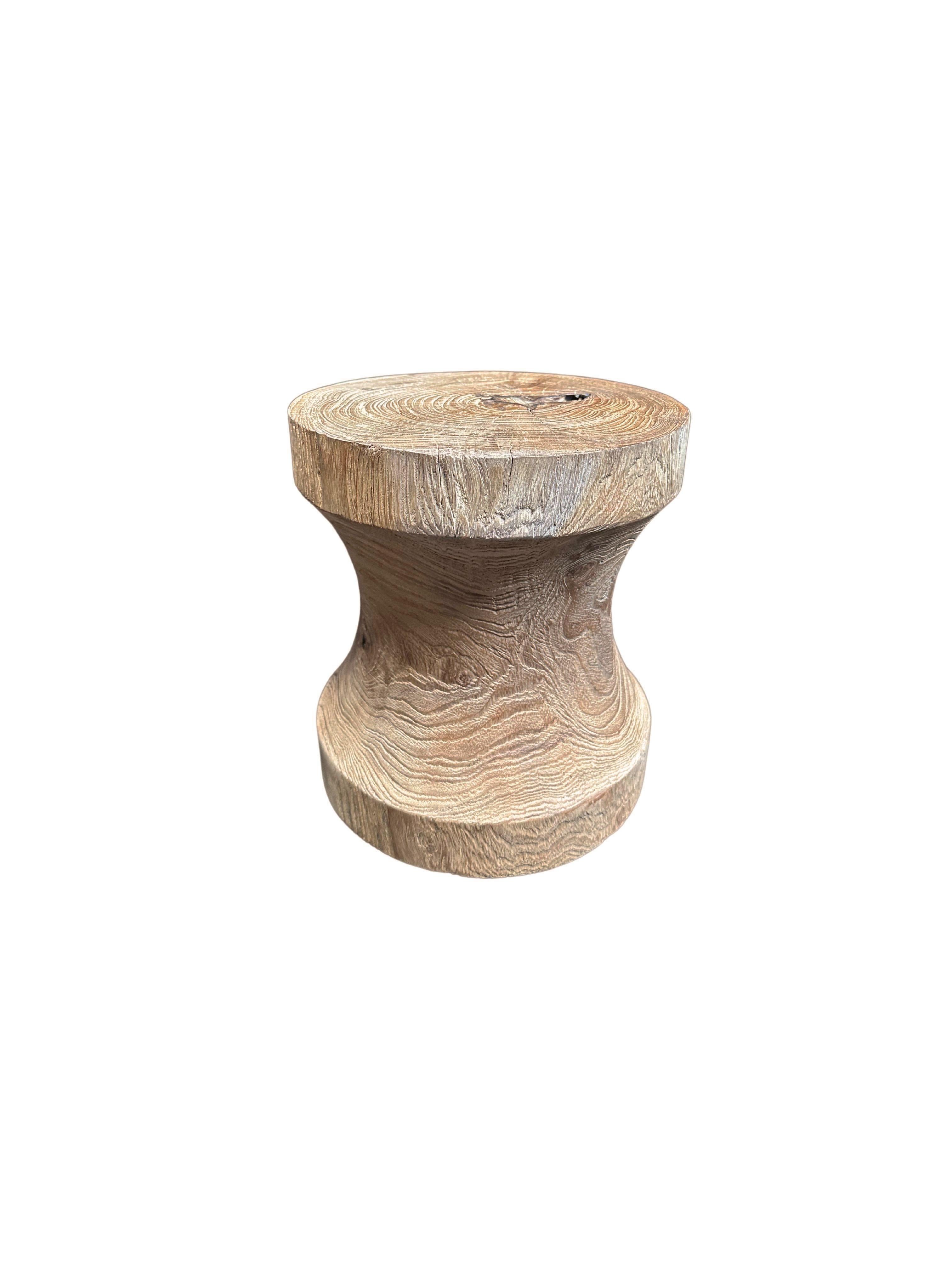 Indonesian Sculptural Side Table Crafted from Teak Wood, With Stunning Textures For Sale