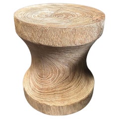 Sculptural Side Table Crafted from Teak Wood, With Stunning Textures