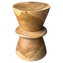 Sculptural Side Table Crafted from Teak Wood, With Stunning Textures
