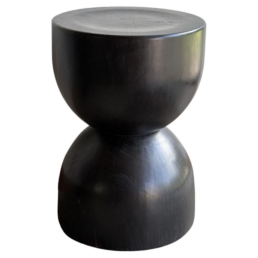 Sculptural Side Table Crafted from Ulin Iron Wood, Burnt Finish, Modern Organic en venta