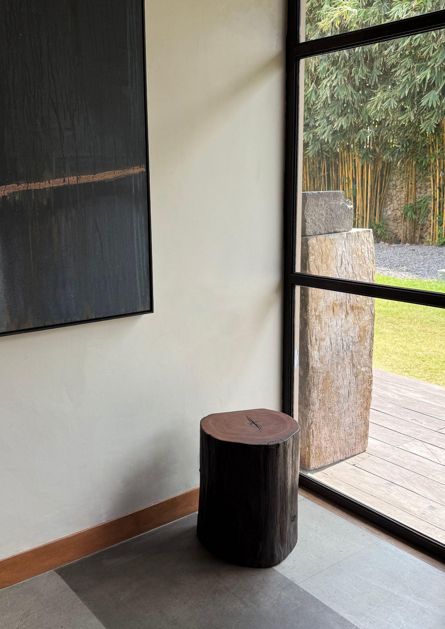 Crafted from resilient ulin wood—also known as Bornean ironwood—this side table is a true statement of natural elegance and durability. Its refined, sculptural form highlights the wood’s organic texture, with flowing grain patterns and rich tonal