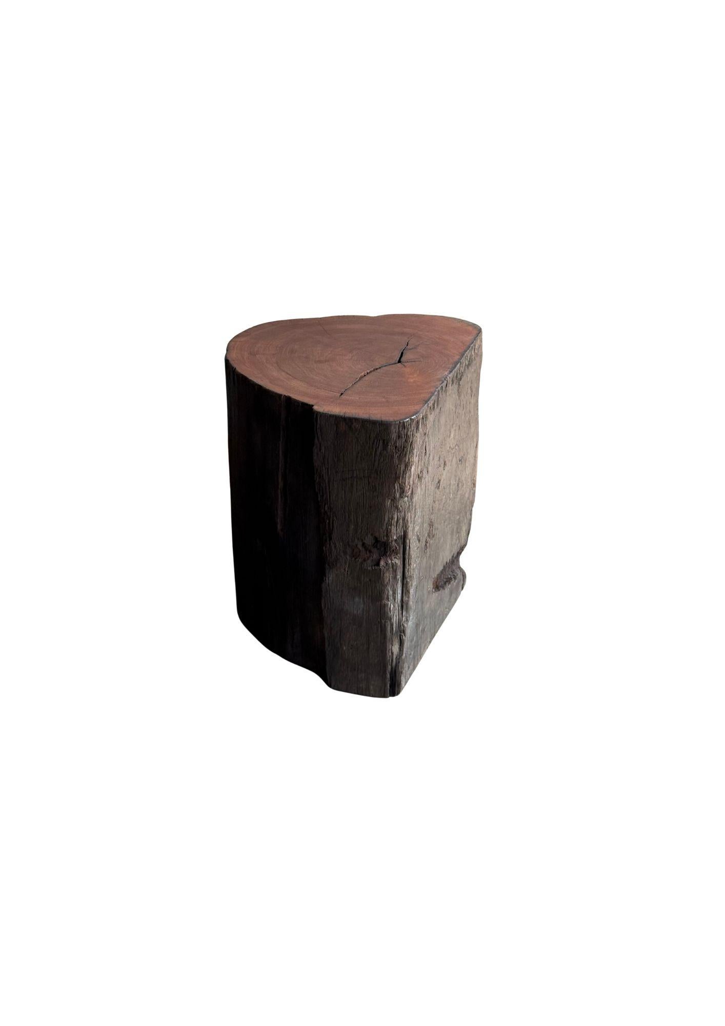 Indonesian Sculptural Side Table Crafted from Ulin Iron Wood, Modern Organic For Sale