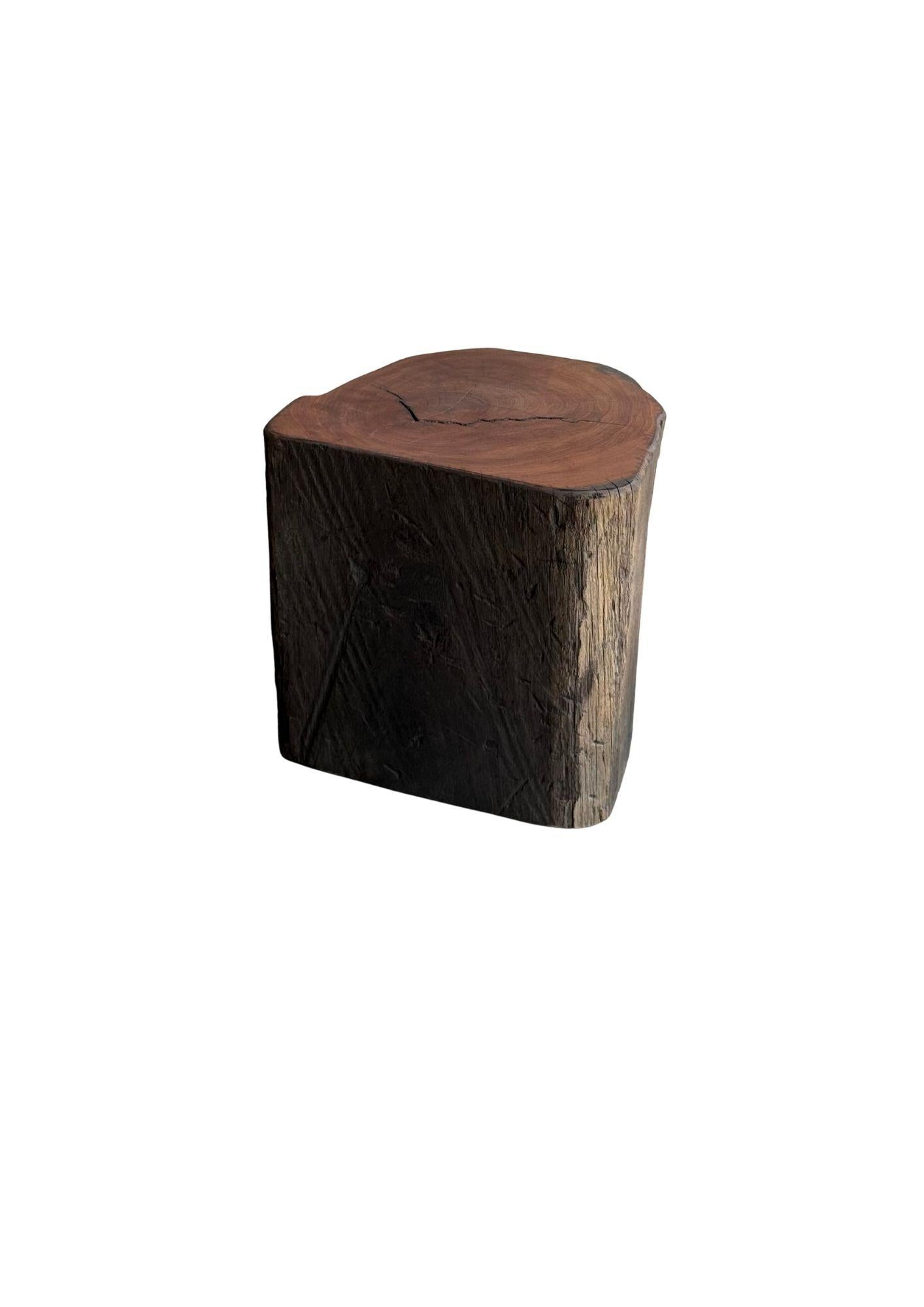Hand-Crafted Sculptural Side Table Crafted from Ulin Iron Wood, Modern Organic For Sale
