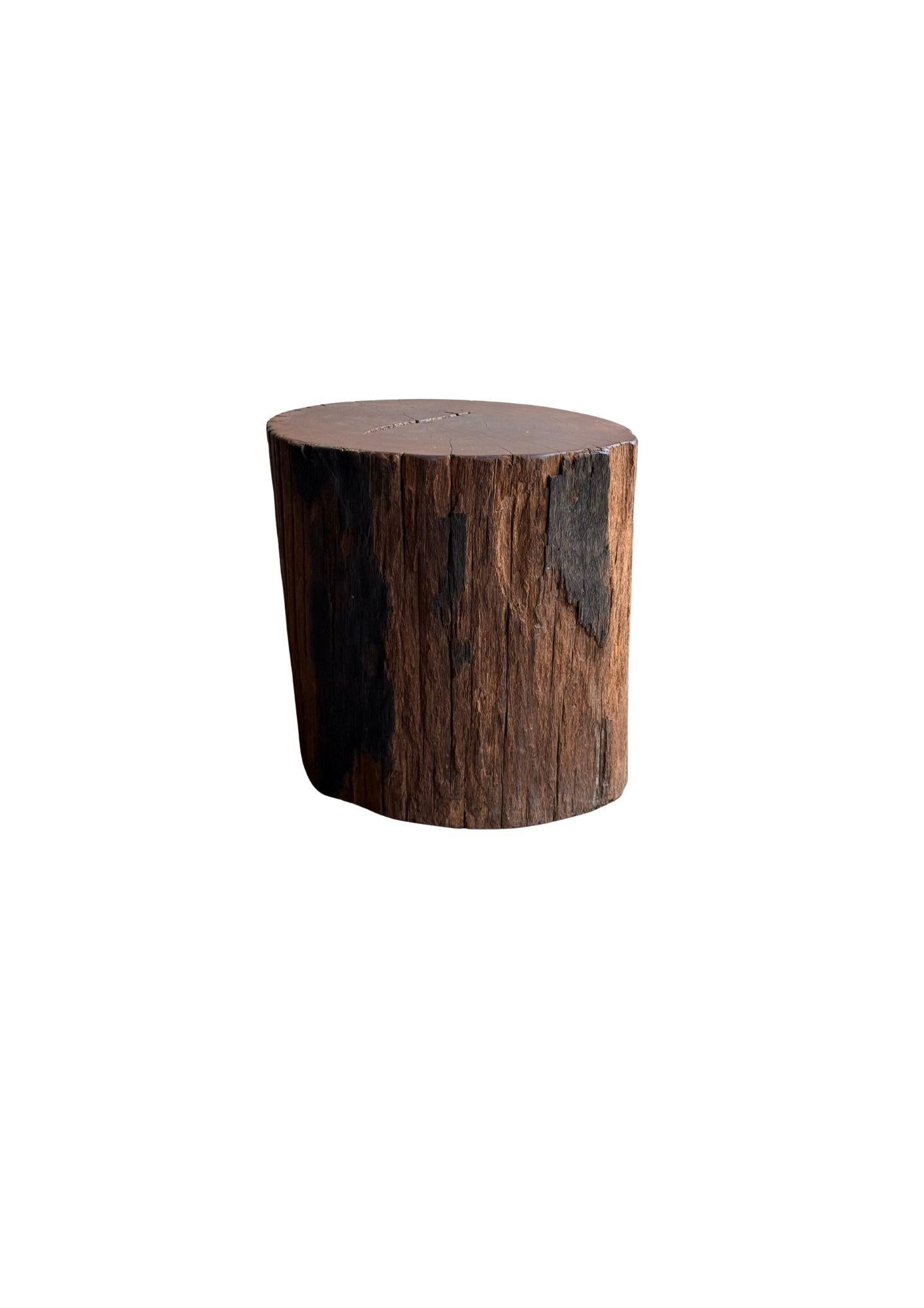 Hand-Crafted Sculptural Side Table Crafted from Ulin Iron Wood, Modern Organic For Sale