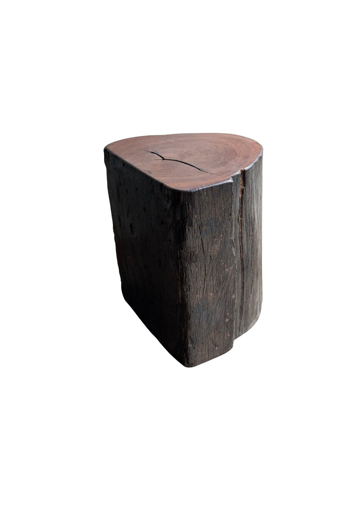 Hand-Crafted Sculptural Side Table Crafted from Ulin Iron Wood, Modern Organic For Sale