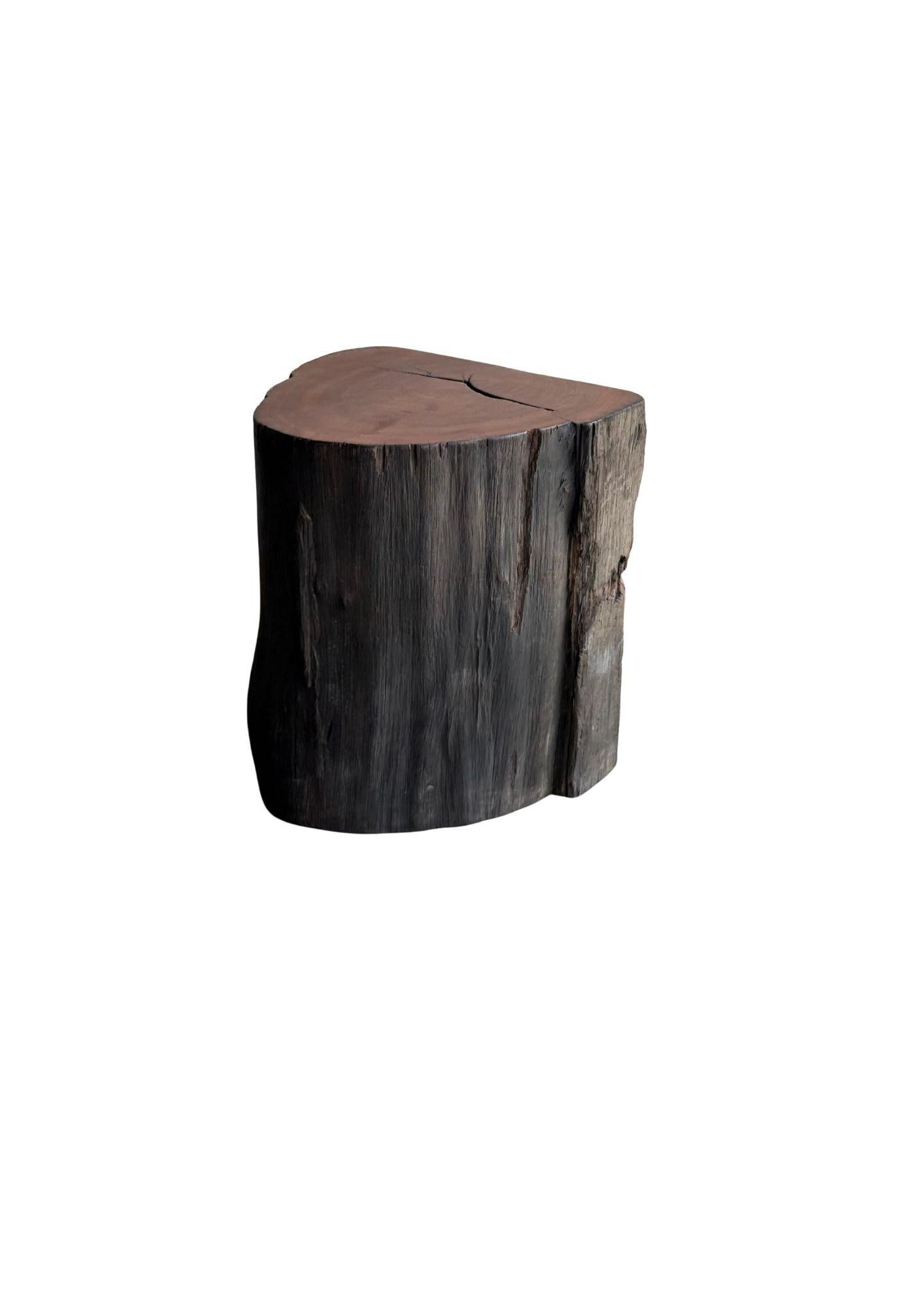 Hand-Crafted Sculptural Side Table Crafted from Ulin Iron Wood, Modern Organic For Sale