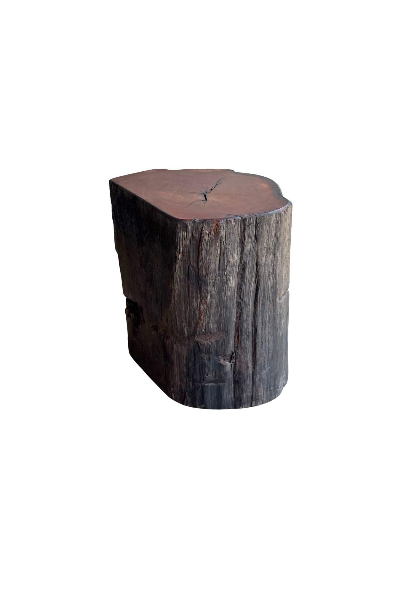 Hand-Crafted Sculptural Side Table Crafted from Ulin Iron Wood, Modern Organic For Sale