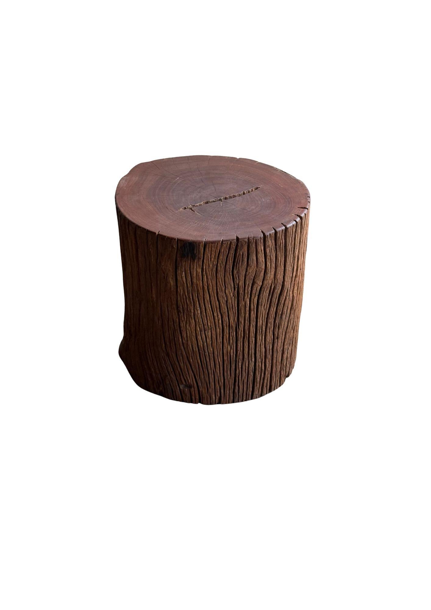 Contemporary Sculptural Side Table Crafted from Ulin Iron Wood, Modern Organic For Sale