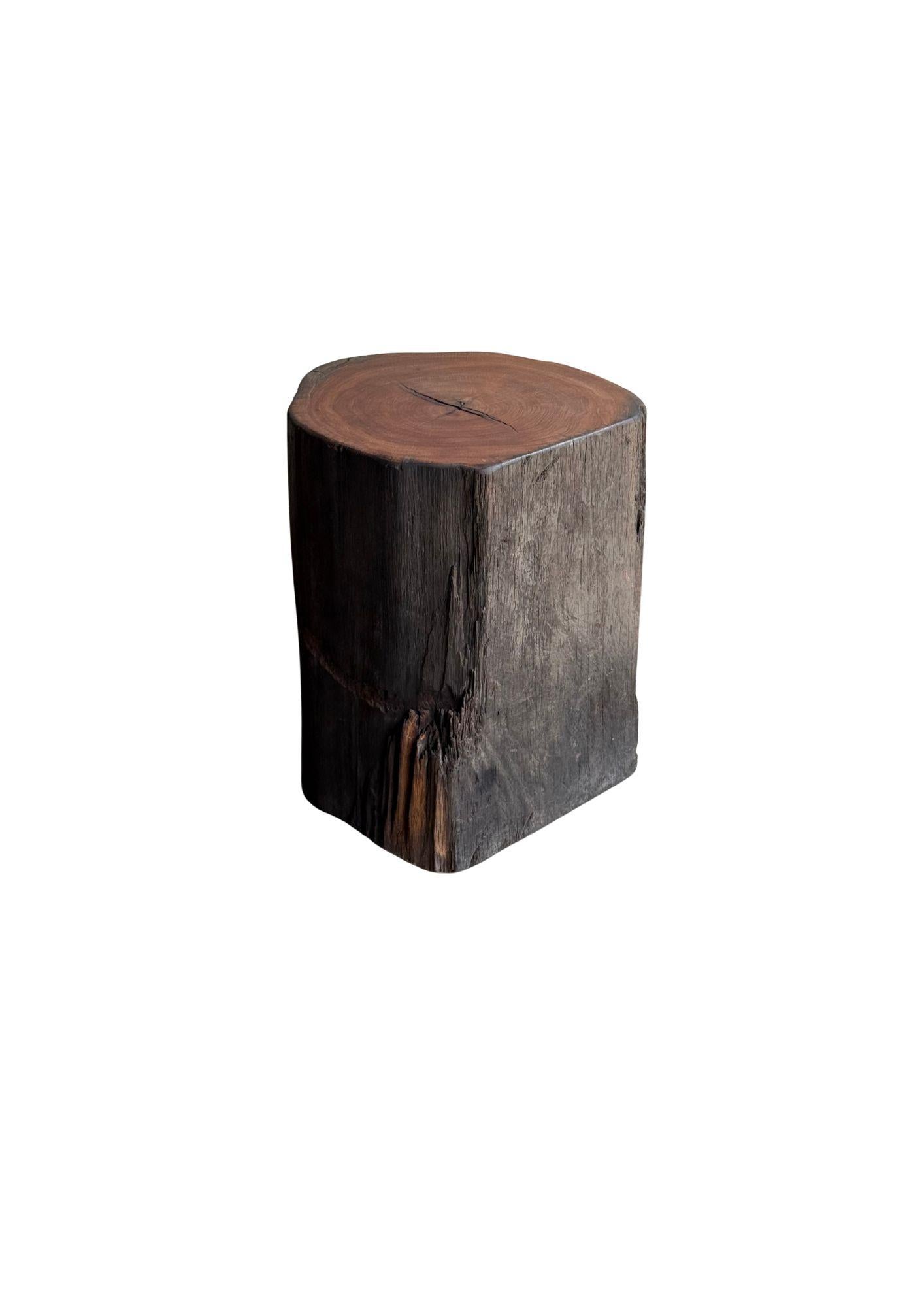 Contemporary Sculptural Side Table Crafted from Ulin Iron Wood, Modern Organic For Sale