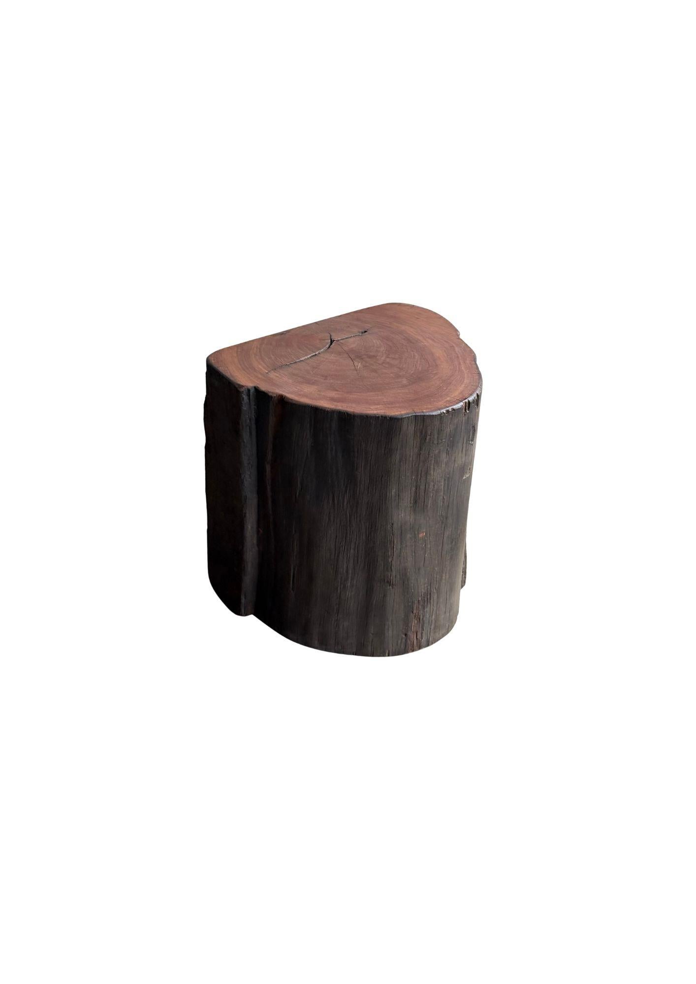 Contemporary Sculptural Side Table Crafted from Ulin Iron Wood, Modern Organic For Sale