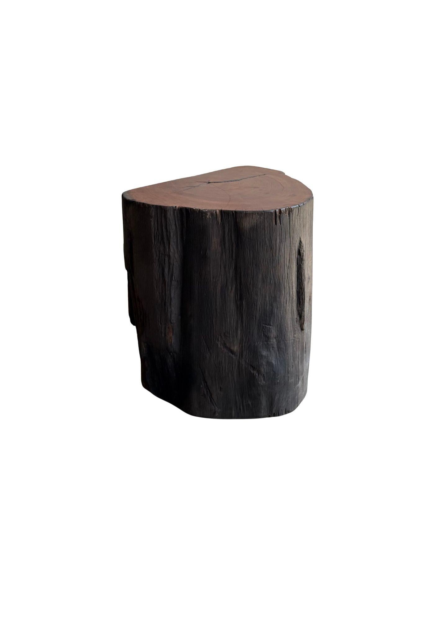 Contemporary Sculptural Side Table Crafted from Ulin Iron Wood, Modern Organic For Sale