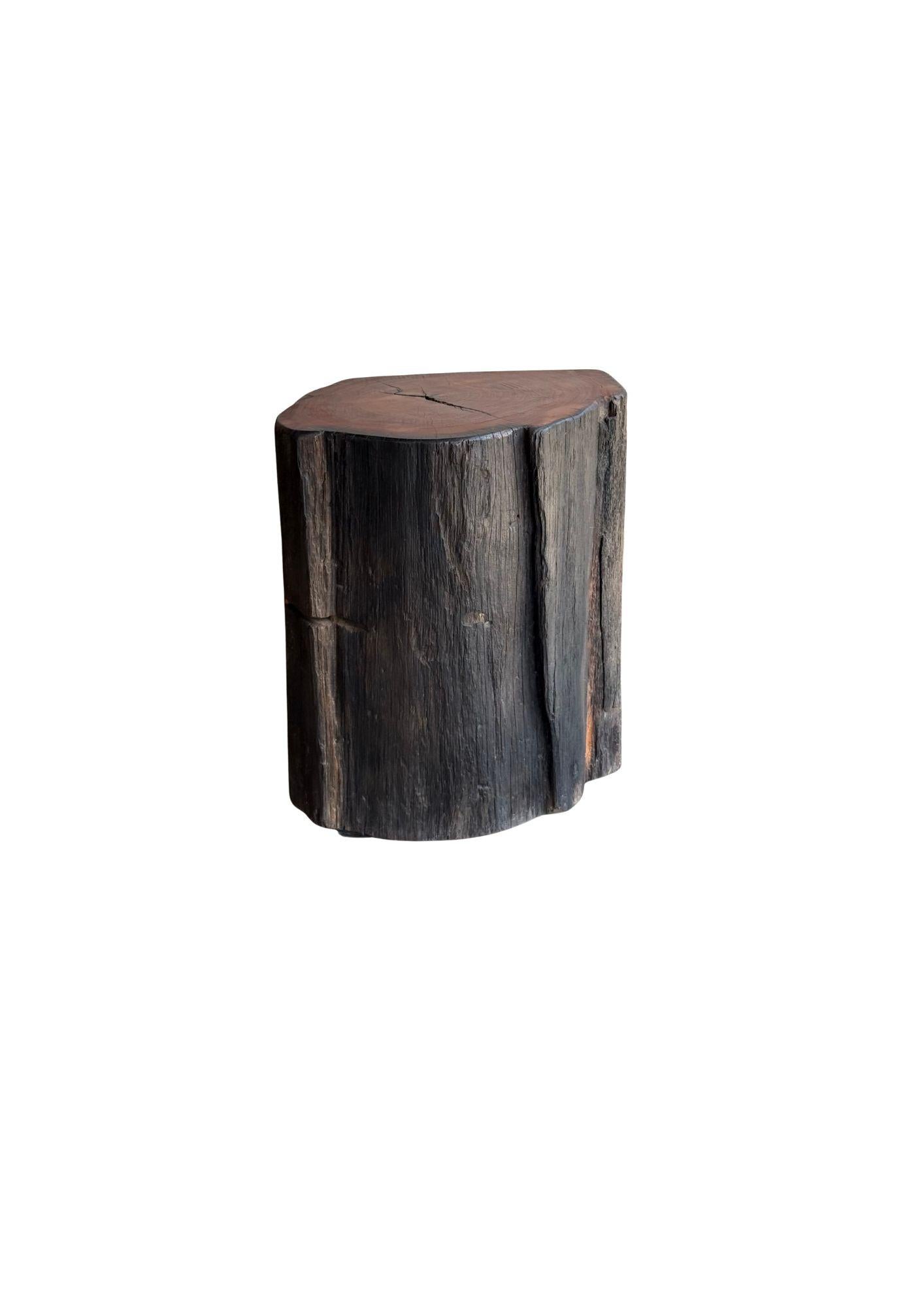 Contemporary Sculptural Side Table Crafted from Ulin Iron Wood, Modern Organic For Sale
