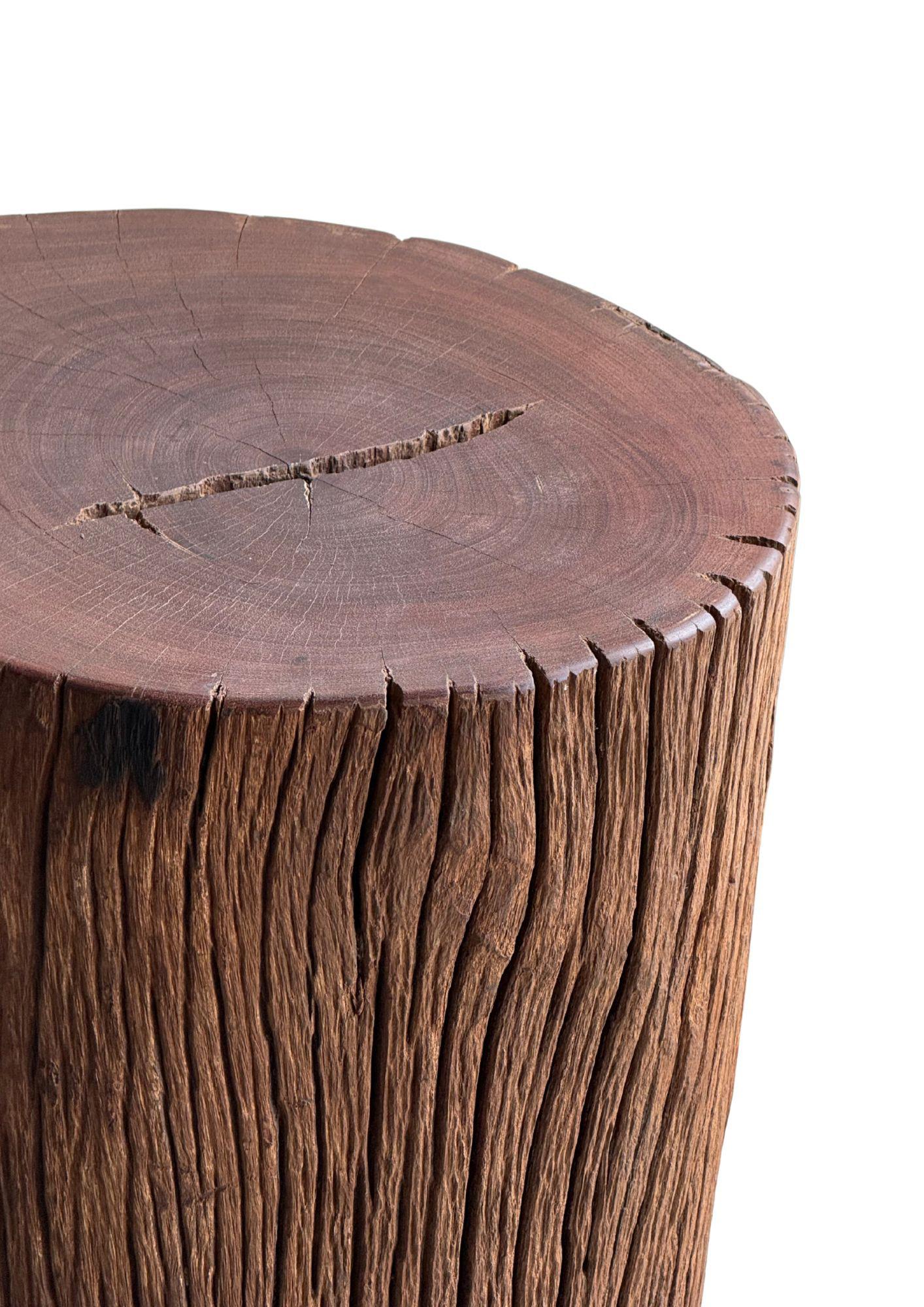 Hardwood Sculptural Side Table Crafted from Ulin Iron Wood, Modern Organic For Sale