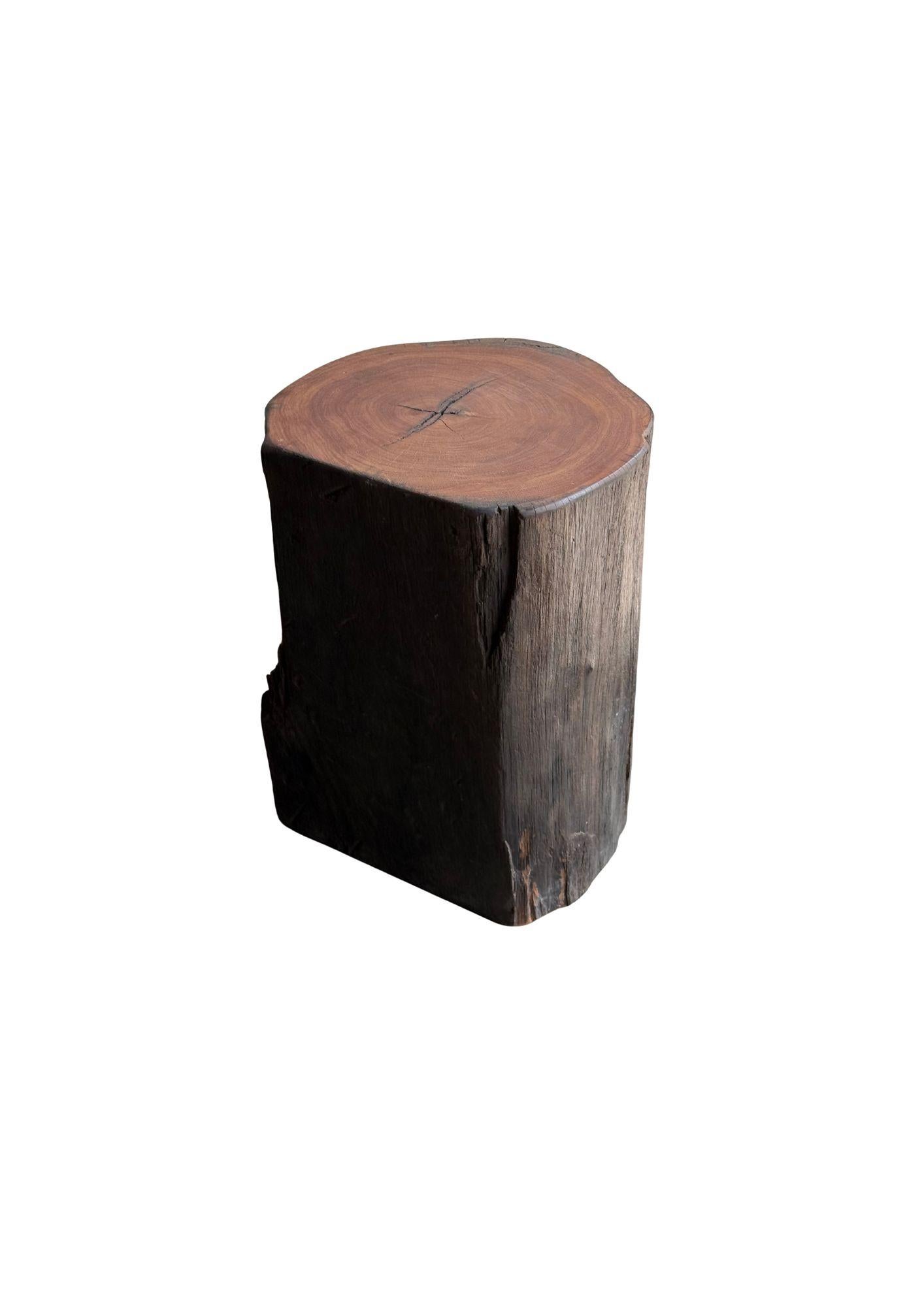 Hardwood Sculptural Side Table Crafted from Ulin Iron Wood, Modern Organic For Sale