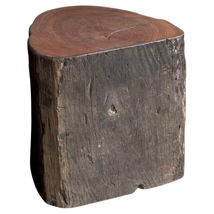 Sculptural Side Table Crafted from Ulin Iron Wood, Modern Organic