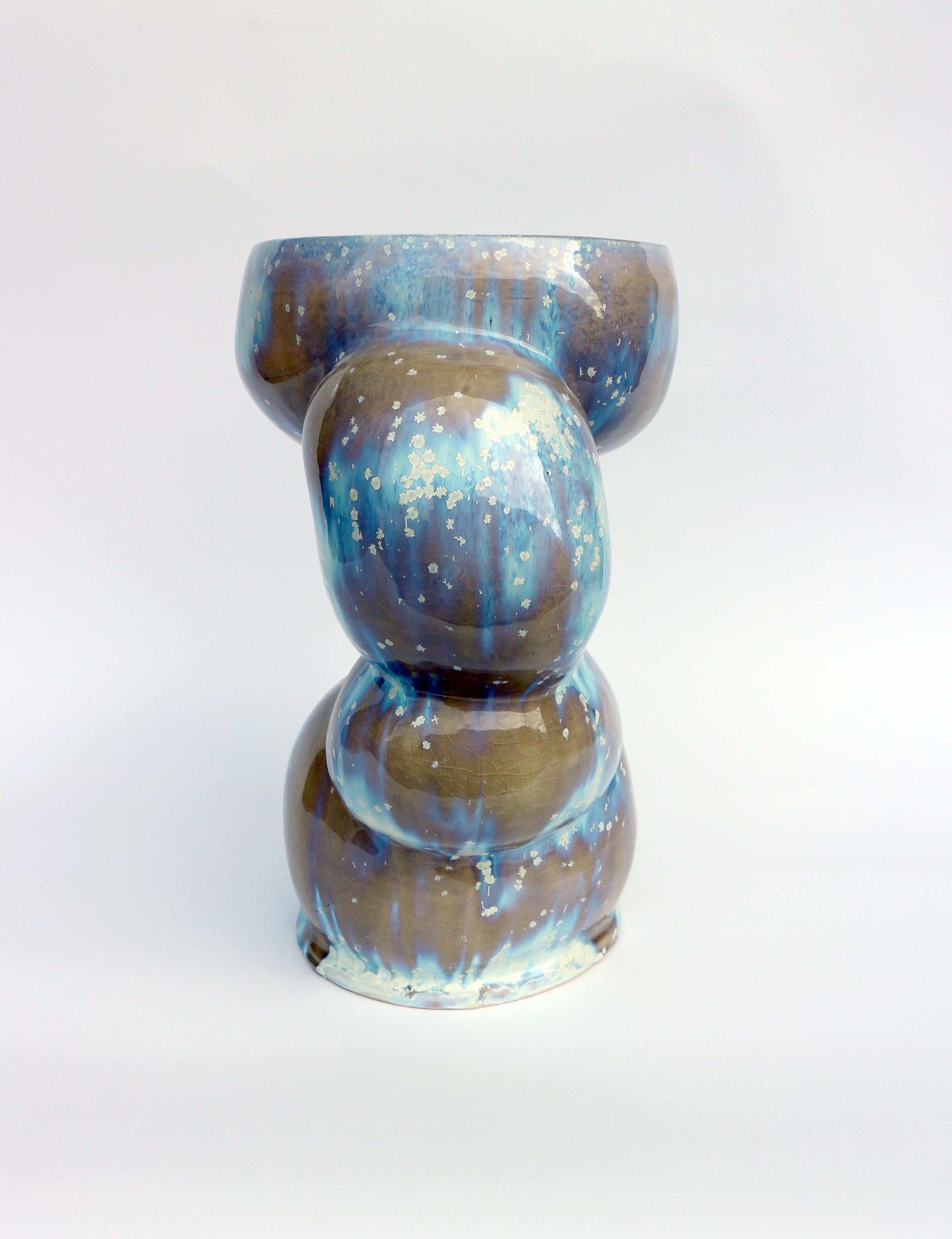 Post-Modern Sculptural side table 'glazed stoneware' For Sale