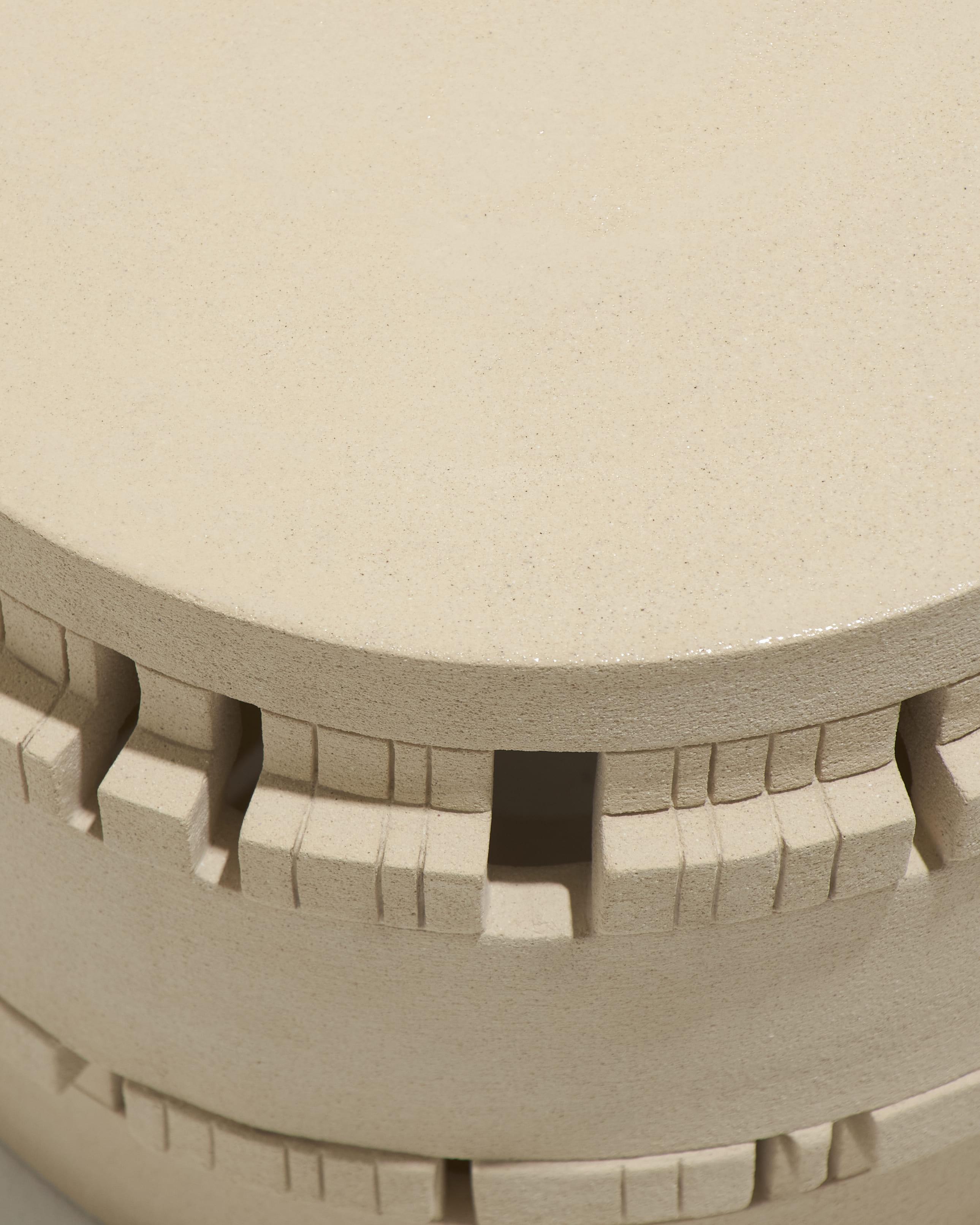 Contemporary Sculptural side table in chamotte stoneware For Sale