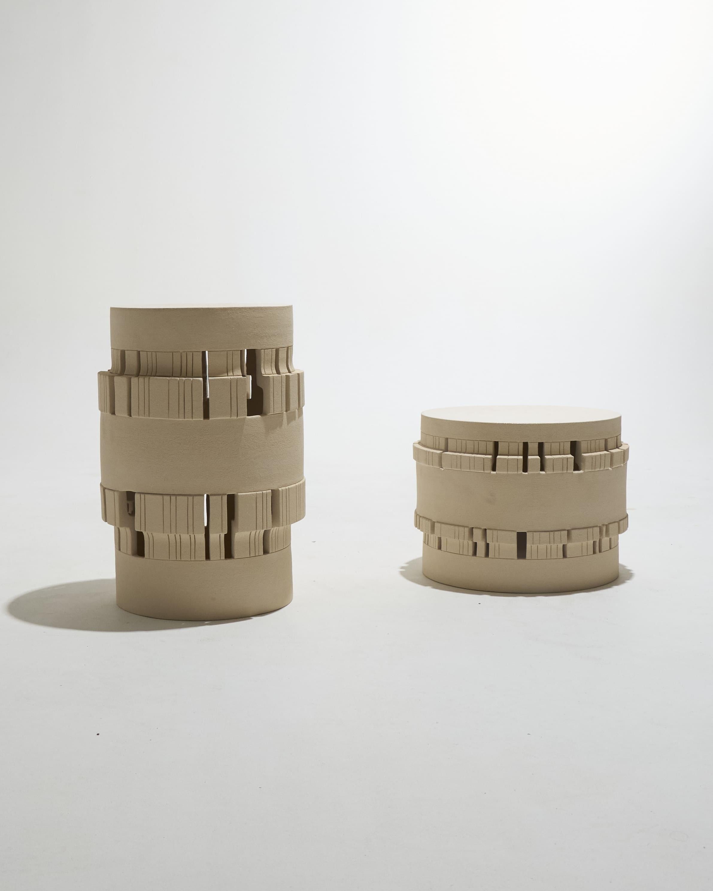 Sculptural side table in chamotte stoneware For Sale 2