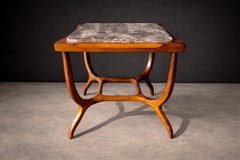 Sculptural Side Table in Hardwood & Marble, Giuseppe Scapinelli, 1950s