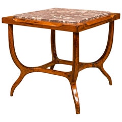 Skulpturaler Beistelltisch aus Hartholz und Marmor, Giuseppe Scapinelli, 1950er Jahre