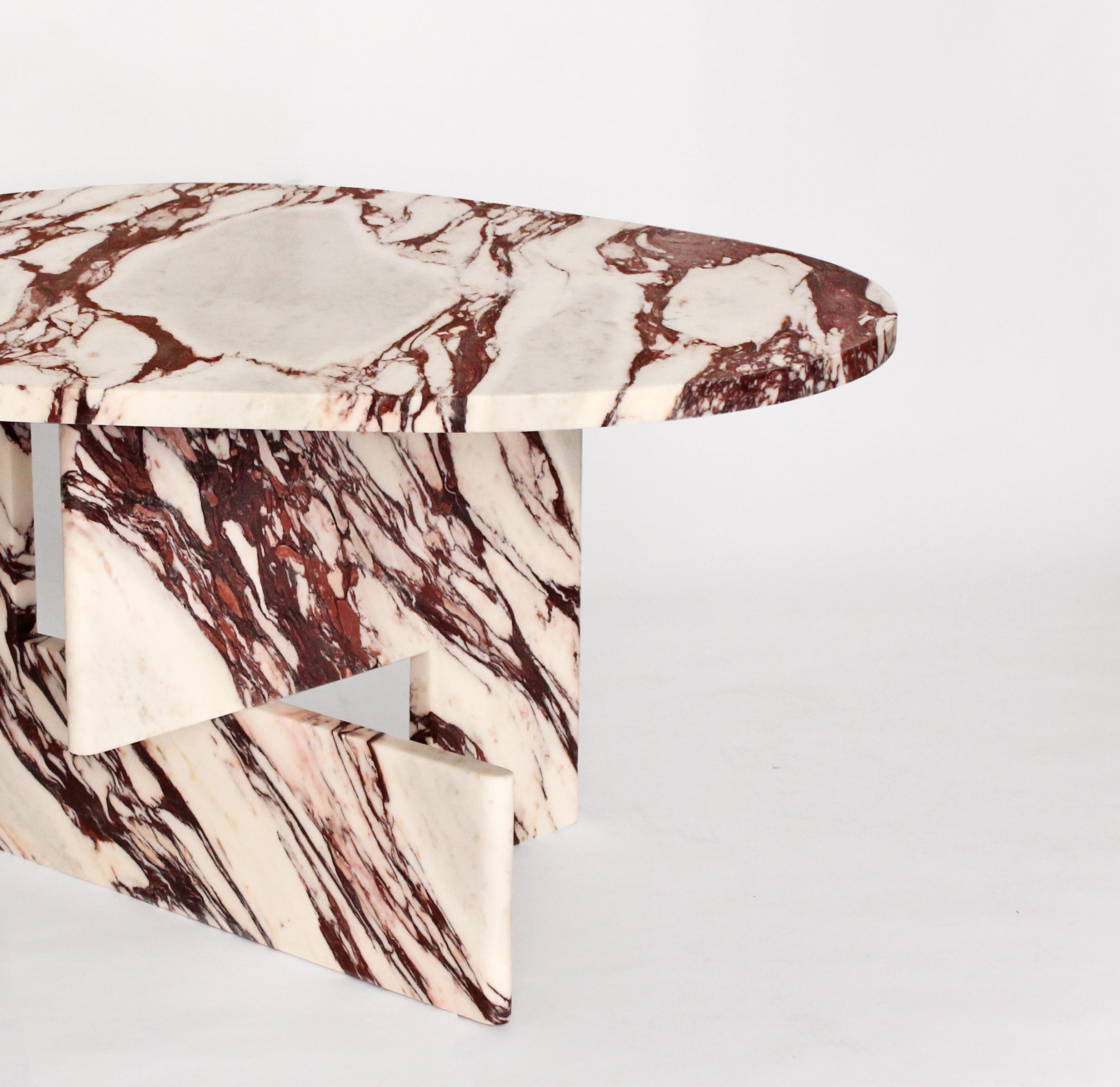 white sculptural side table