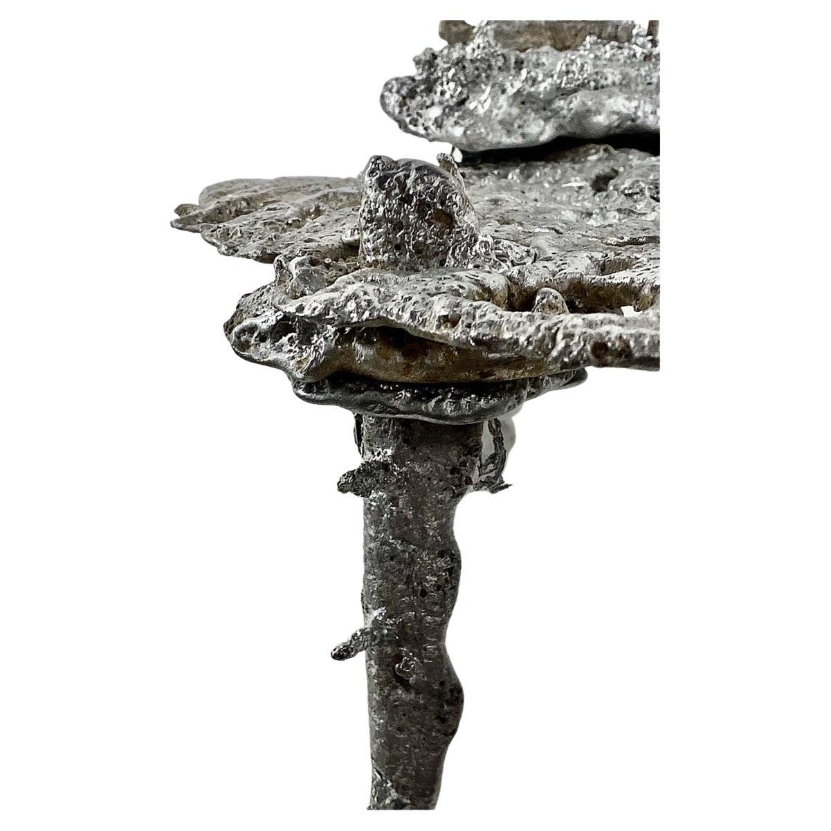 Sculptural Side Table in Pewter and Aluminum Metal 21st Century by Mattia Biagi For Sale