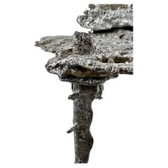 Sculptural Side Table in Pewter and Aluminum Metal 21st Century by Mattia Biagi