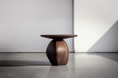 Walnut Elegance Solace 2: Small Side Table with Circular To, Ideal for Bedroooms