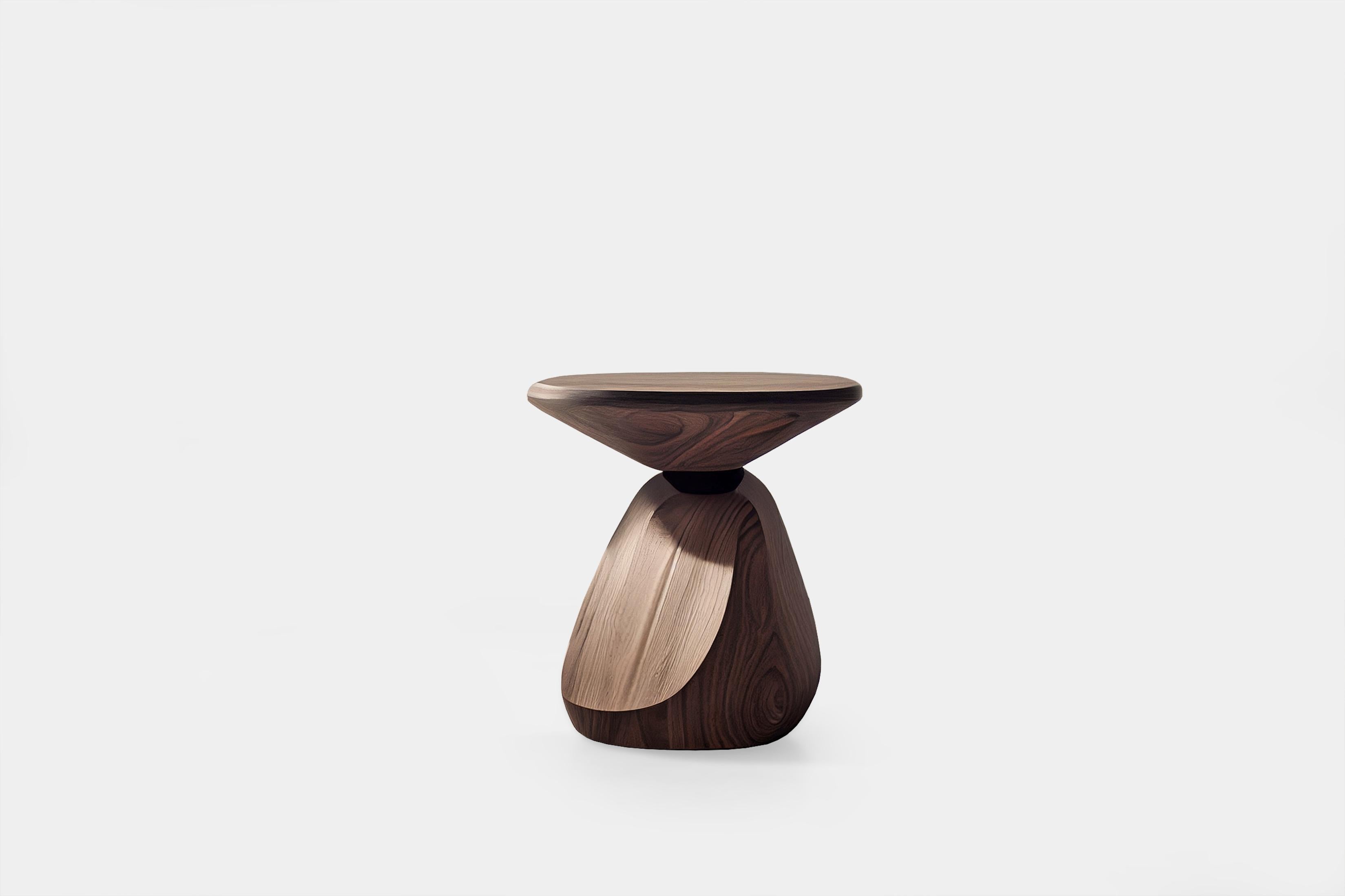 Mexican Joel Escalona's Solace 4: Solid Wood Side Table with Circular Top For Sale