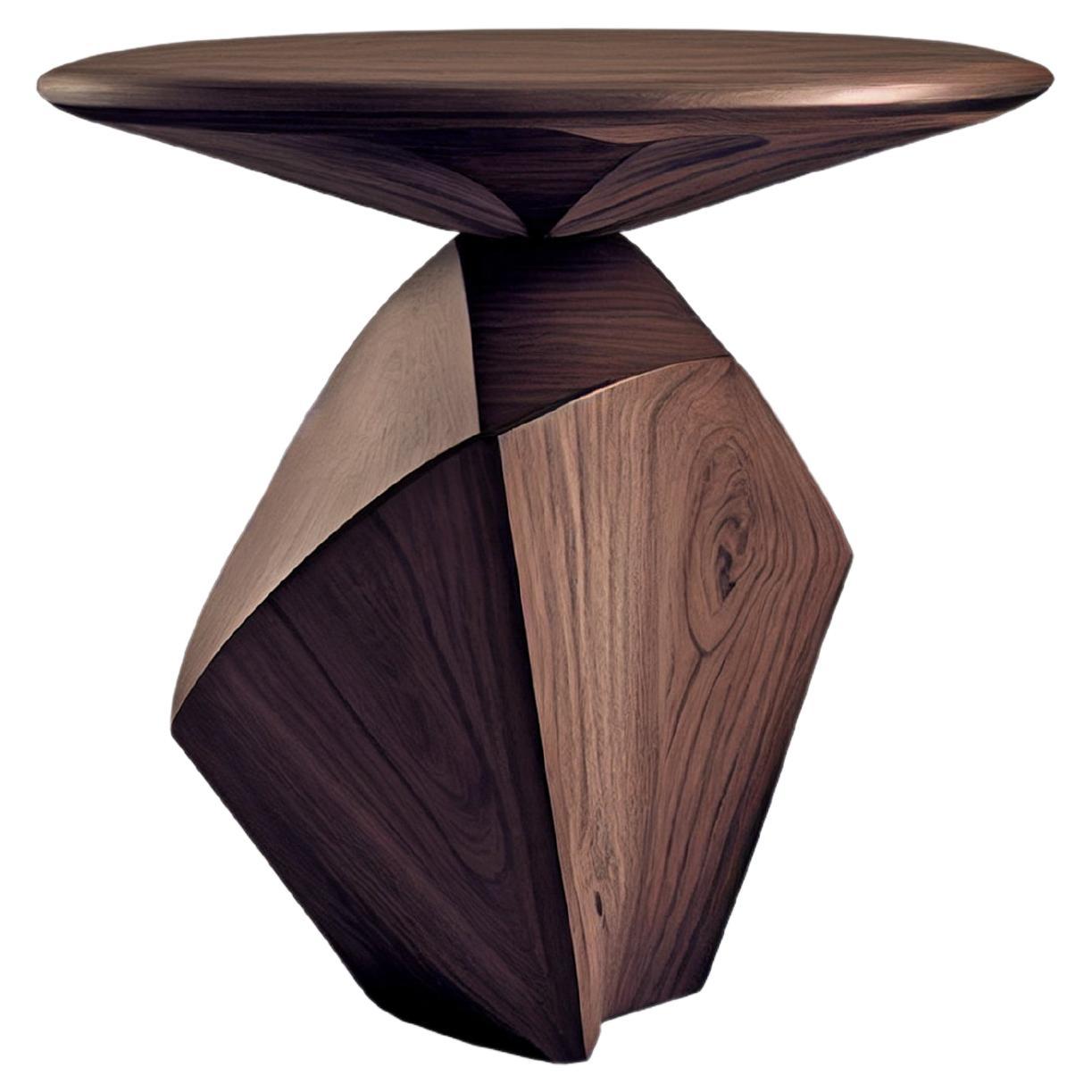 Handcraft Solace 5 : Table d'appoint en noyer massif, idéale comme table de nuit ou d'appoint 