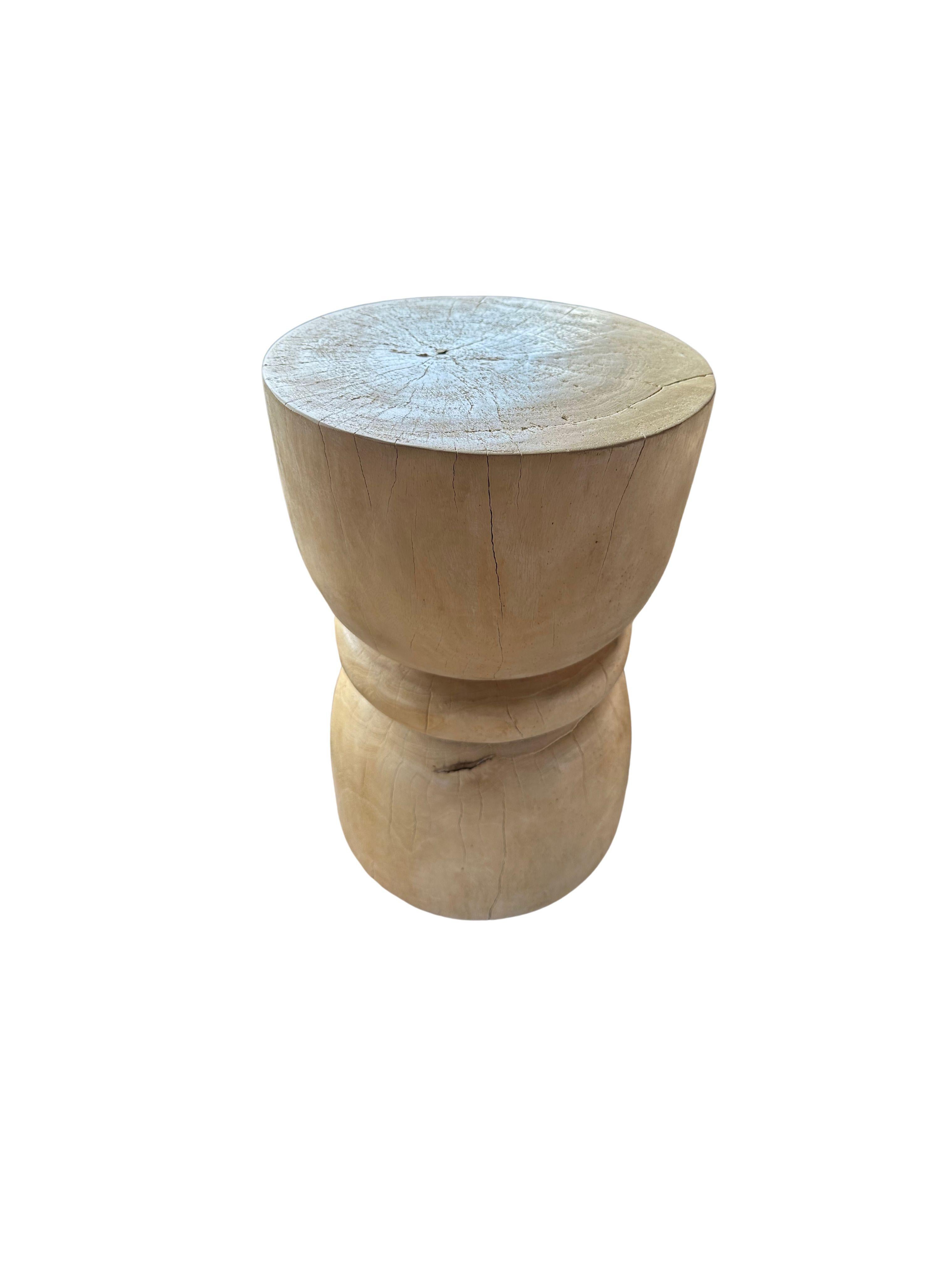 Indonesian Sculptural Side Table Mango Wood Bleached Finish For Sale