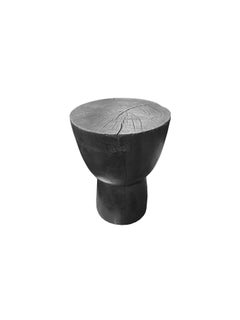 Hand-Crafted Round Side Table in Mango Wood with Burnt Finish