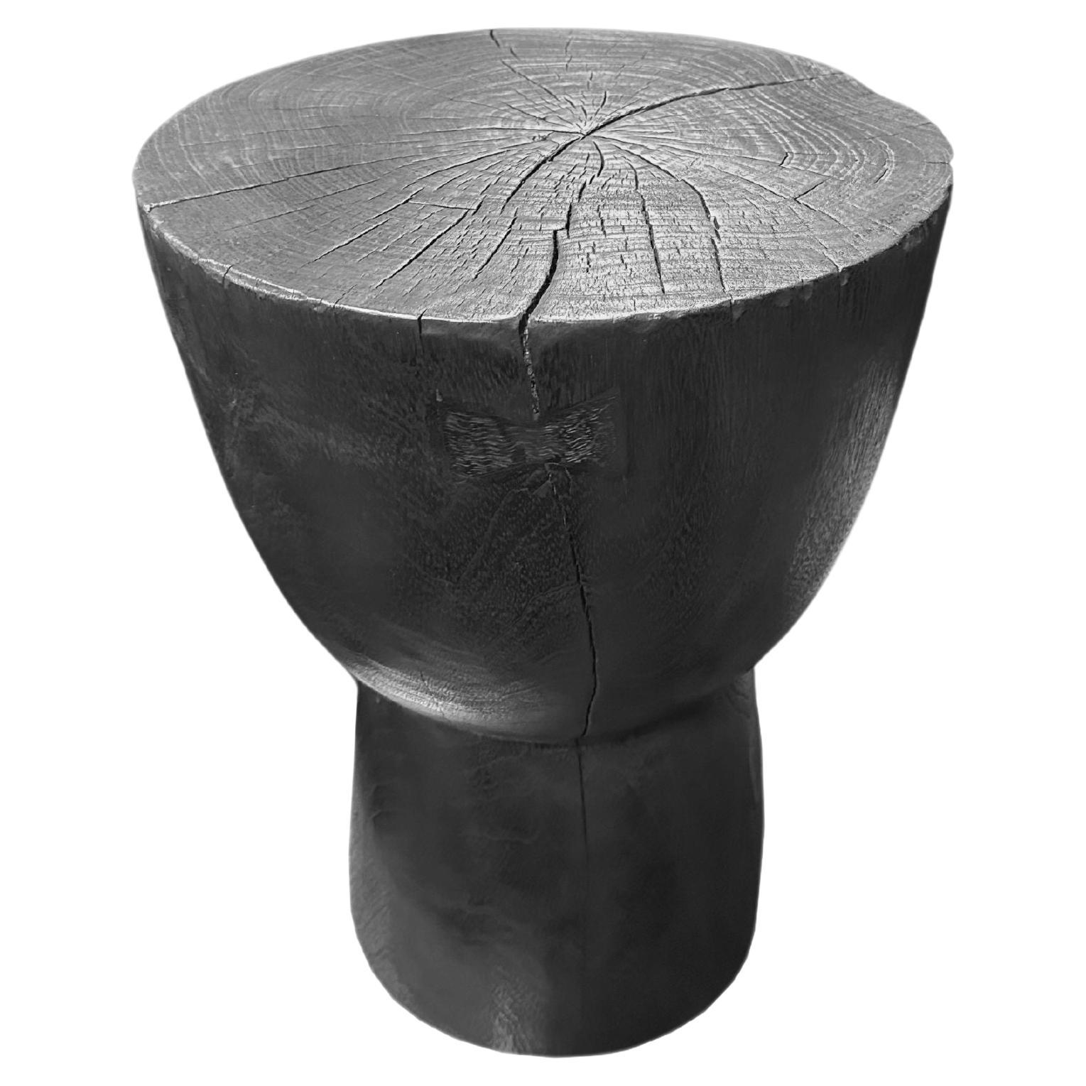 Sculptural Side Table Mango Wood Burnt Finish