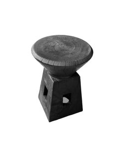 Sculptural Side Table, Mango Wood, Modern Organic, Burnt Finish