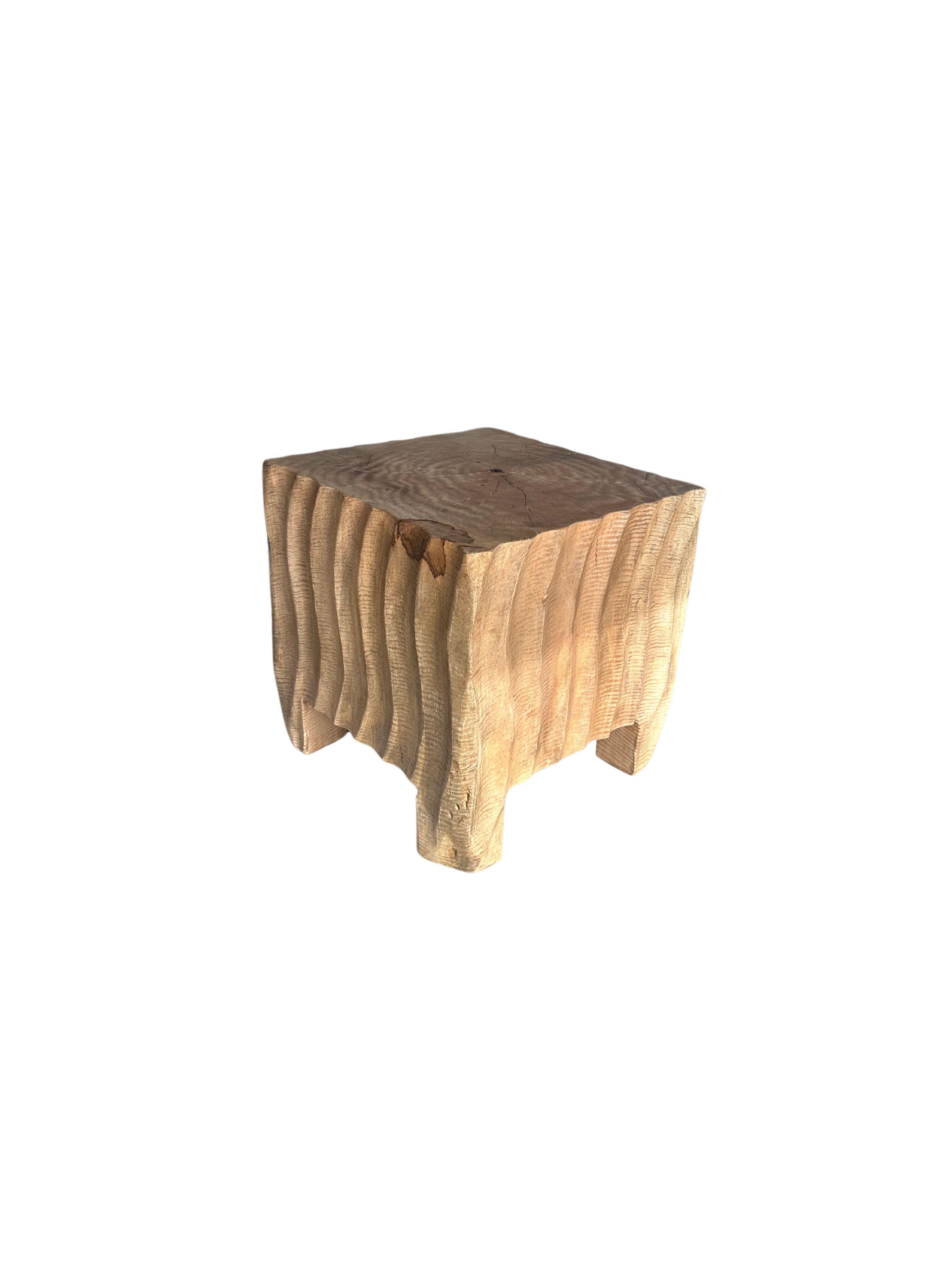 Indonesian Sculptural Side Table Mango Wood Natural Finish For Sale