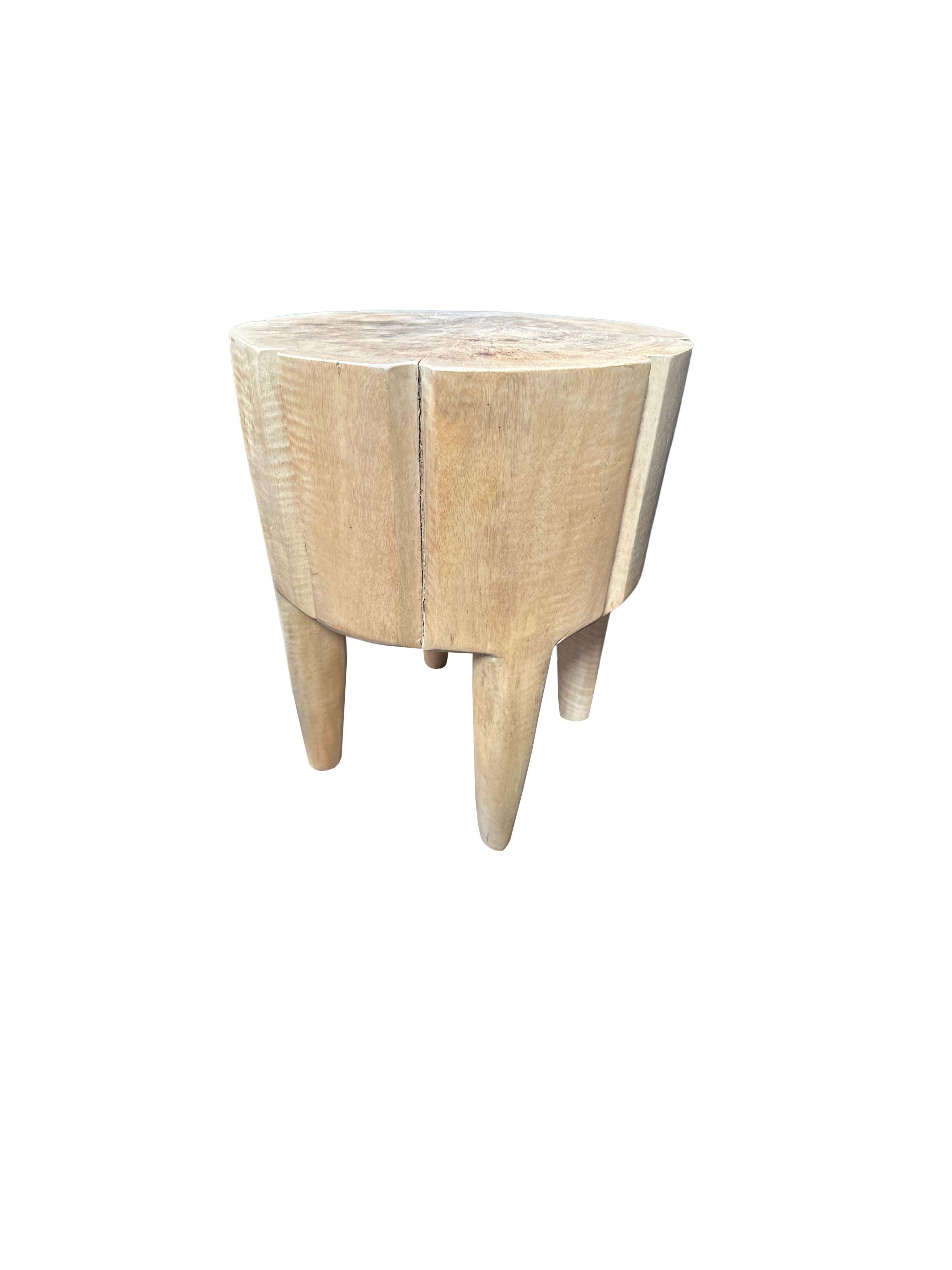 Indonesian Sculptural Side Table Mango Wood Natural Finish For Sale