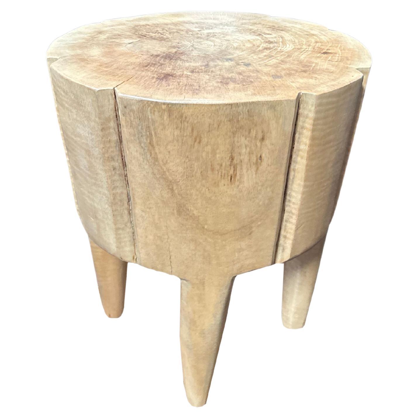 Sculptural Side Table Mango Wood Natural Finish For Sale